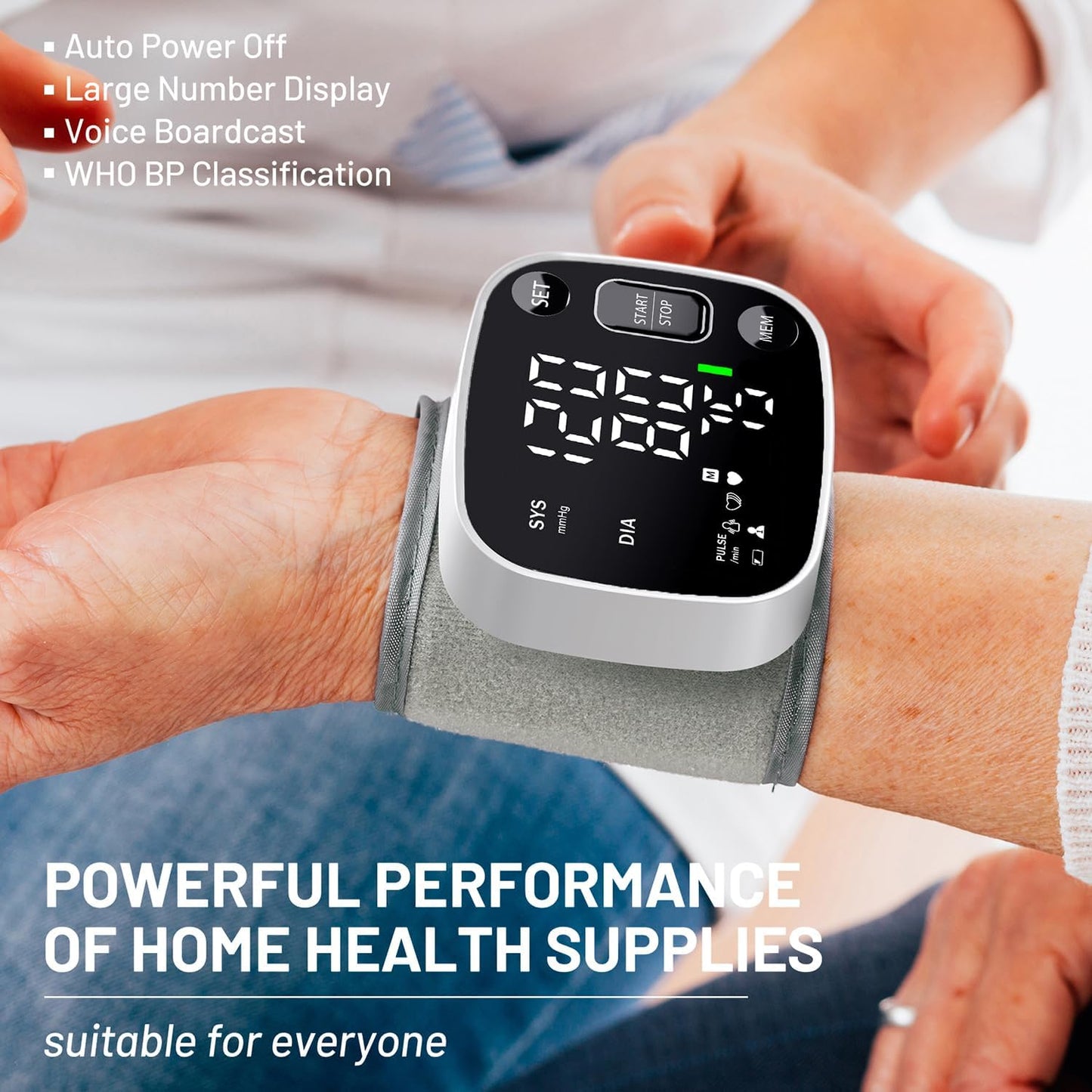 Oklar Rechargeable Wrist Digital Blood Pressure Monitor with LED Display