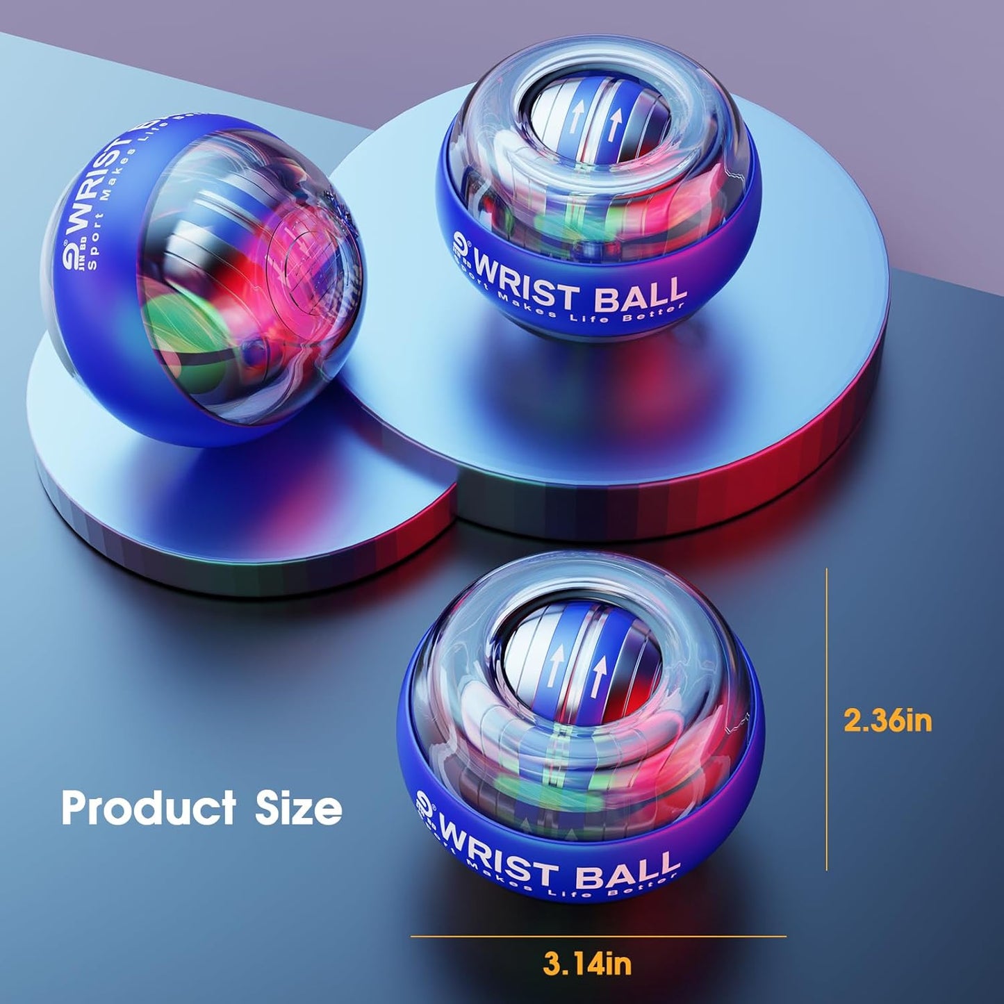 JIN BD Wrist Trainer Ball - Automatic Start Gyroscopic Forearm Exerciser