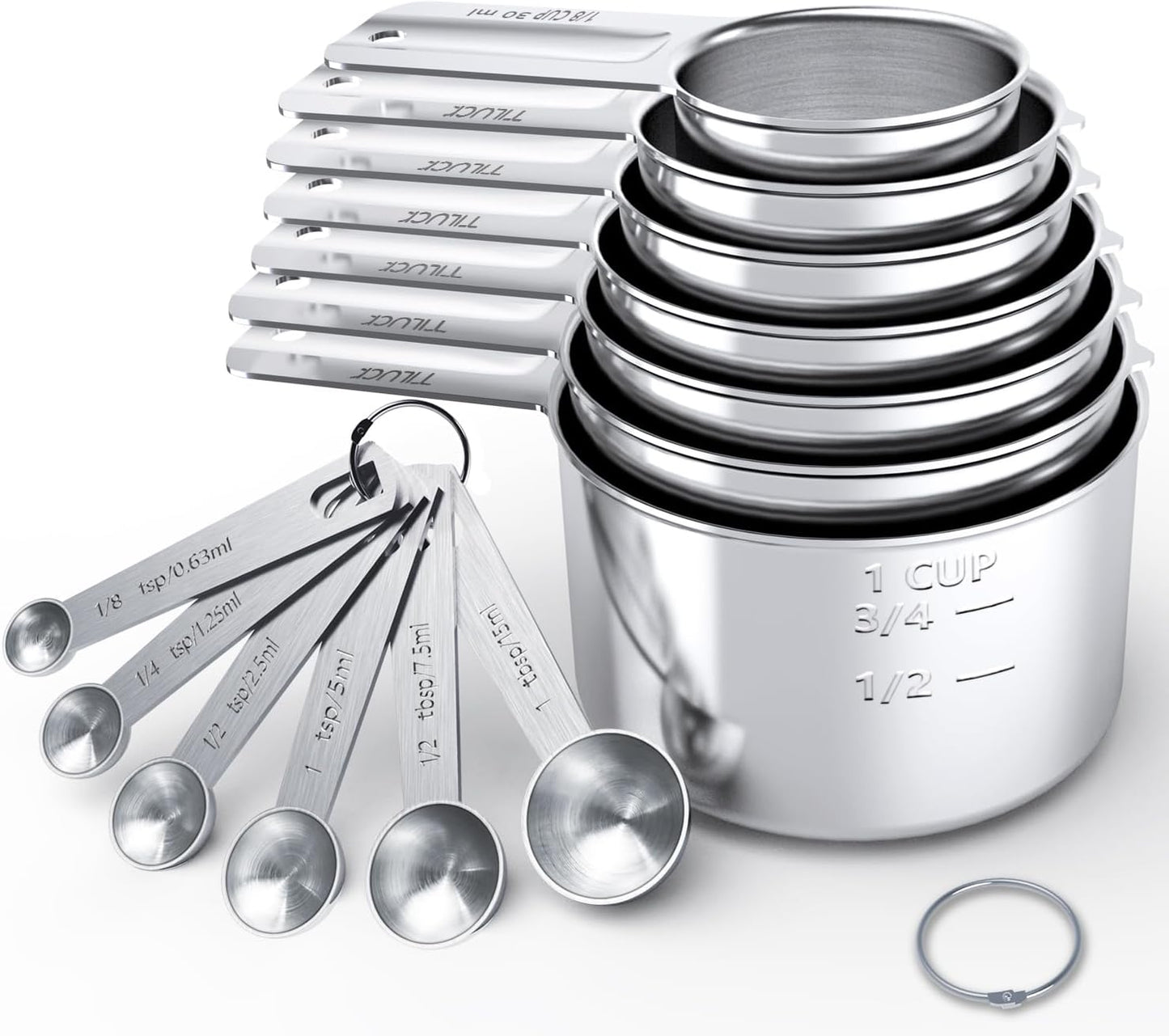 TILUCK Stainless Steel Measuring Spoons Set,Coffee Scoop Spoon,Kitchen Gadgets for Cooking & Baking,Set of 6