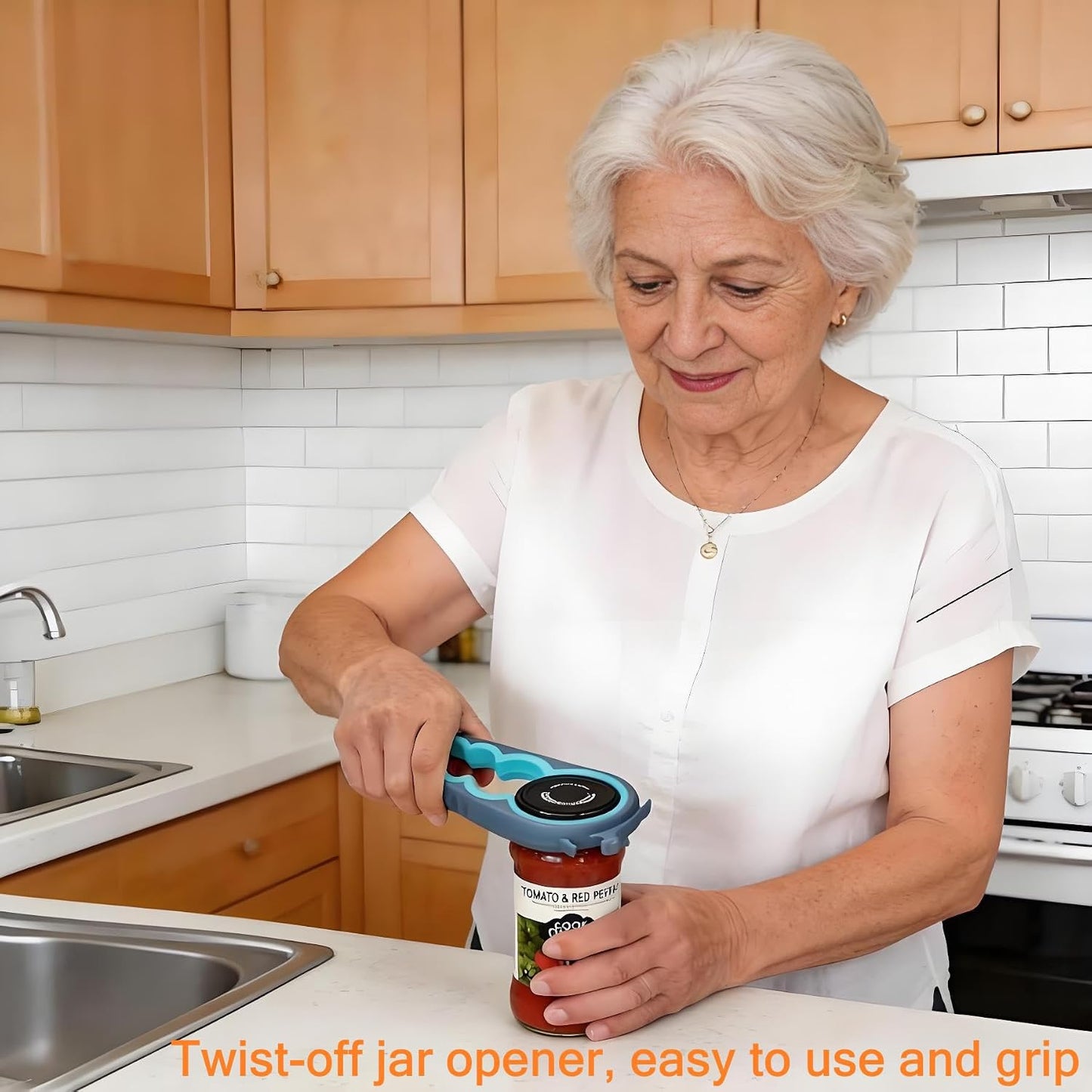 Otstar Jar Opener & Bottle Opener for Seniors with Arthritis, Weak Hands | Adjustable Lid Opener Effortlessly Opens Jars, Bottles & Pop-Top Cans, Great for Senior Parents, Grandparents, or Loved Ones