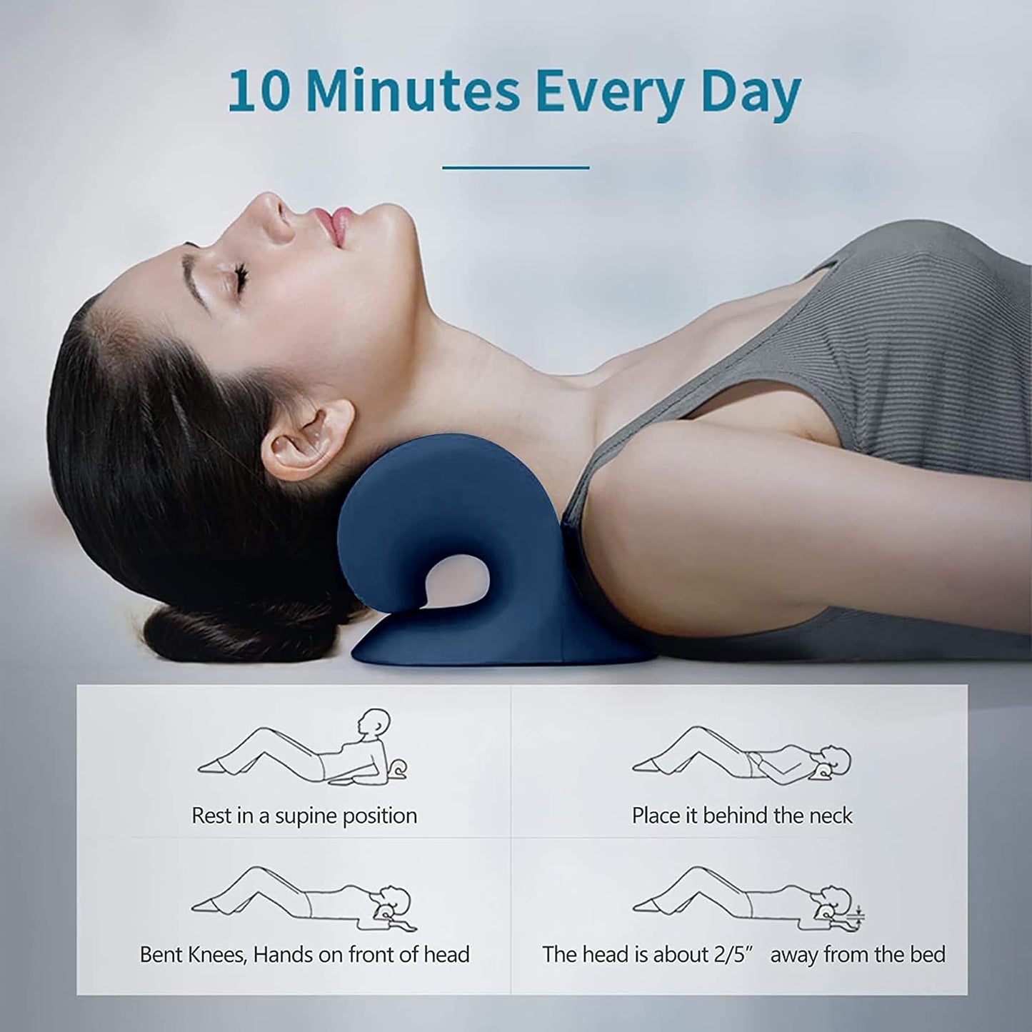 RESTCLOUD Neck and Shoulder Relaxer, Cervical Traction Device for TMJ Pain Relief, Dark Blue