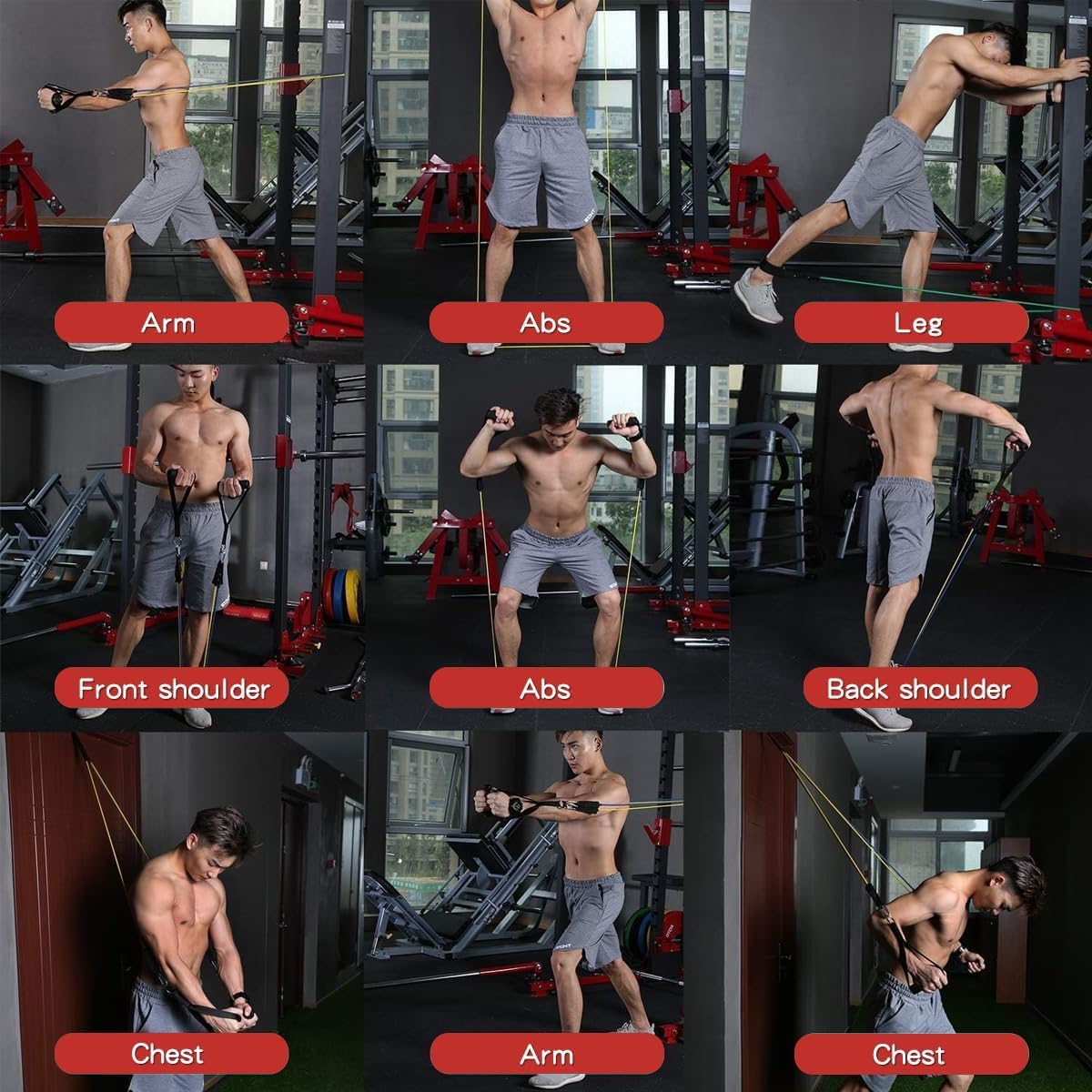 WHATAFIT Resistance Bands with Handles and 5 Adjustable Levels
