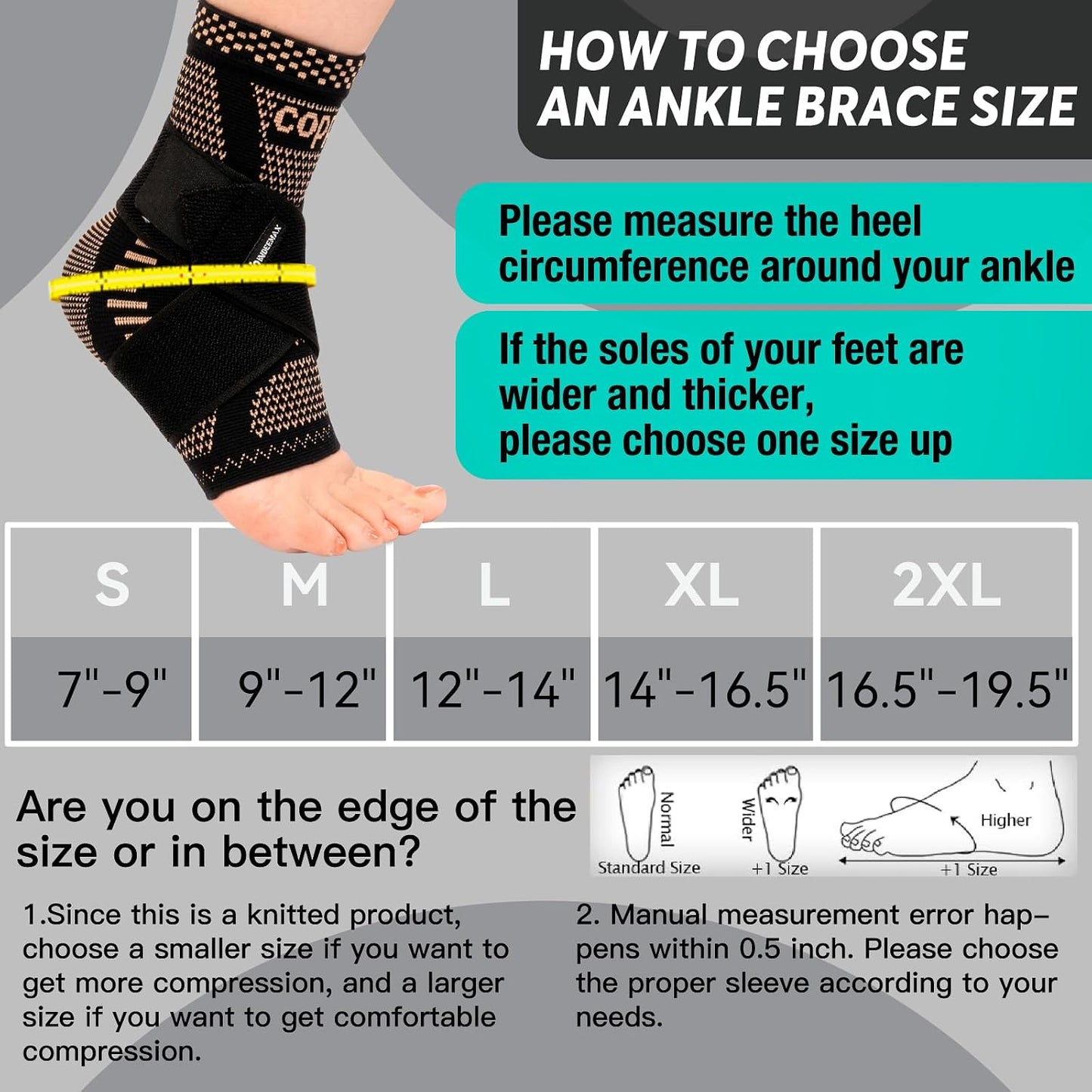 INDEEMAX Copper Infused Ankle Brace for Women and Men, Ankle Compression Sleeve Support