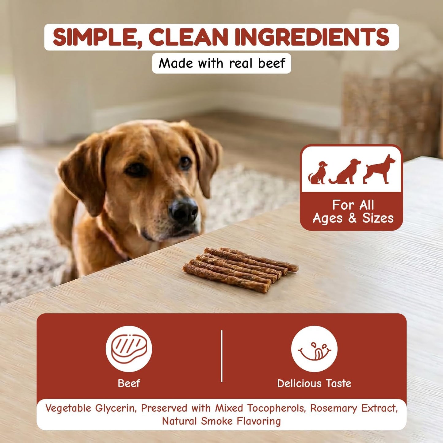 Loving Pets Natural Value Beef Sticks Soft Jerky Dog for Large Small Breeds