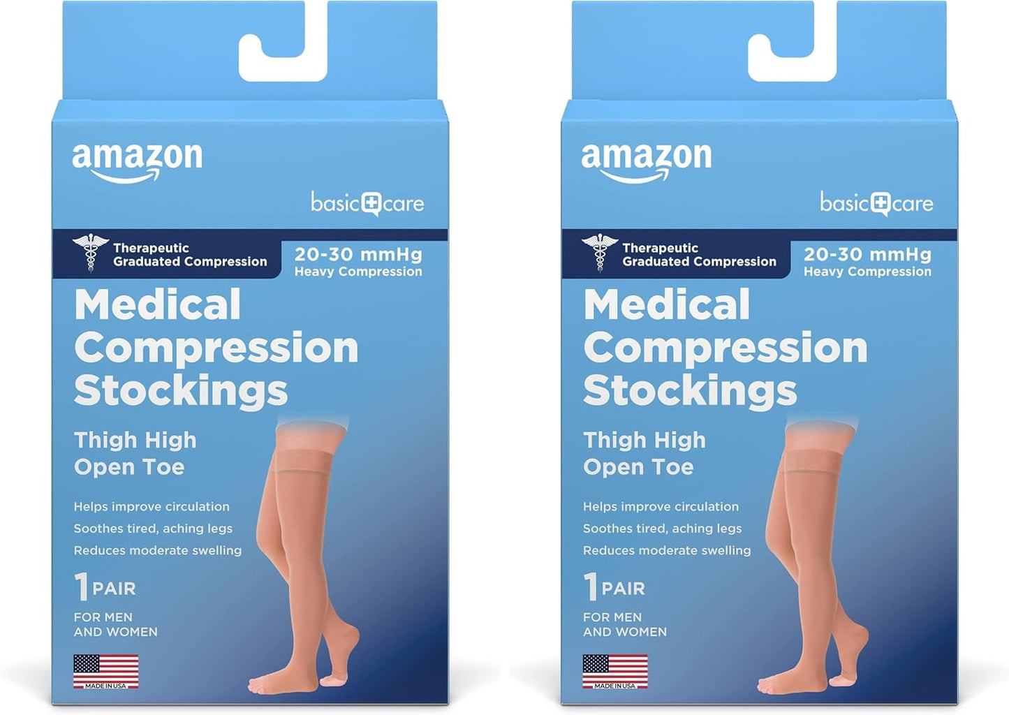 Amazon Basic Care Medical Compression Stockings 20-30 mmHg Beige Medium