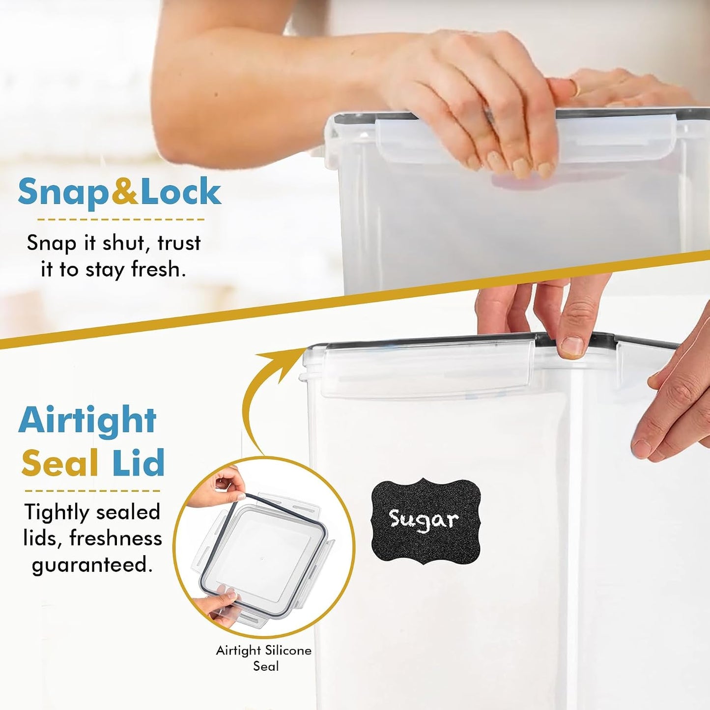 Extra Large Bulk Food Storage Containers with Airtight Lids for Kitchen and Pantry Organization