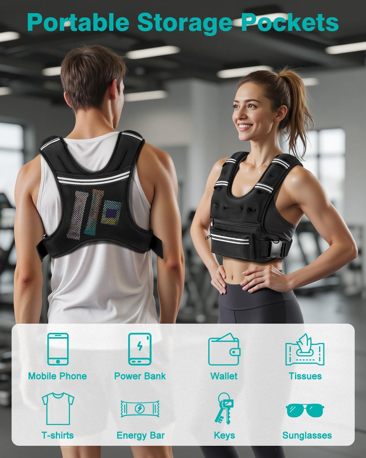 Adjustable Weighted Vest with Storage Pockets - Perfect for Workout, Running, Walking