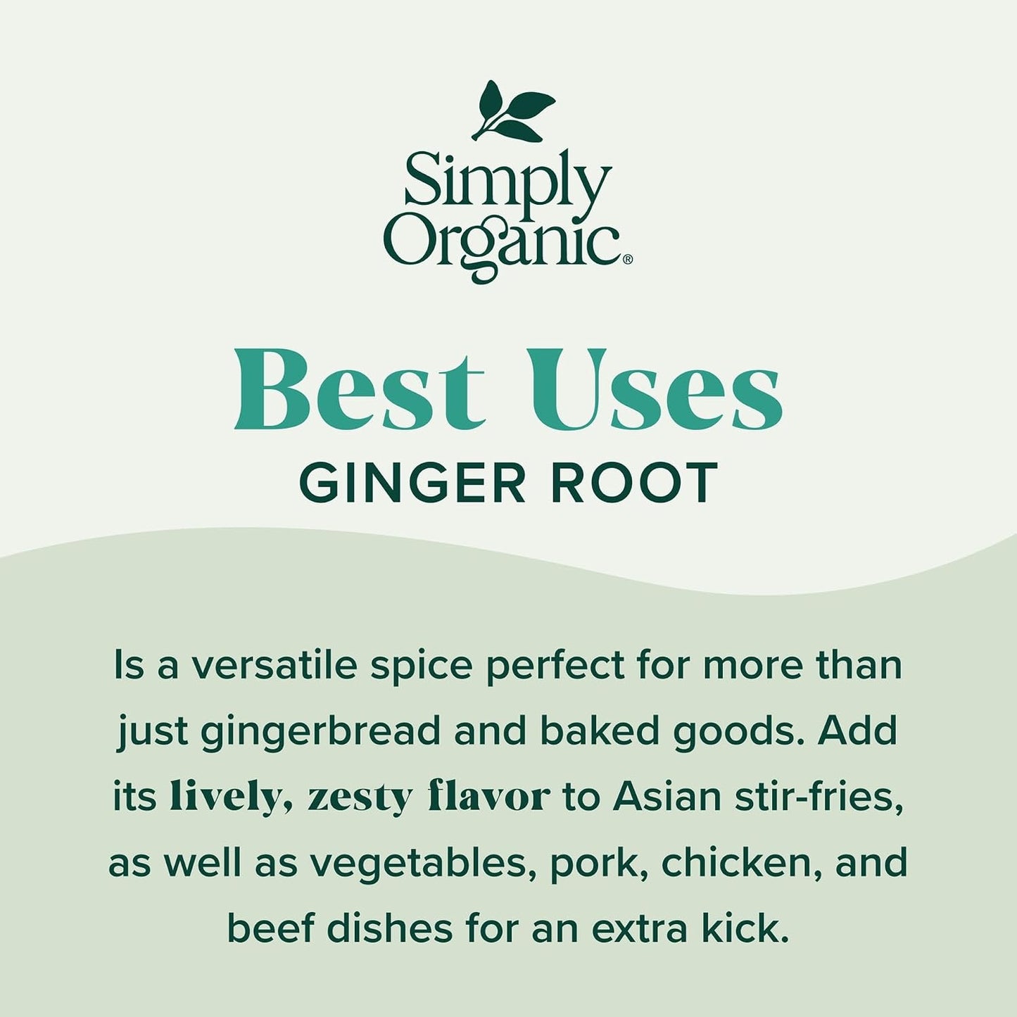 Simply Organic Ground Ginger Root, 1.64 Ounce, Non ETO, Non Irradiated, Non GMO, Versatile Spice for Sweet & Savory Dishes
