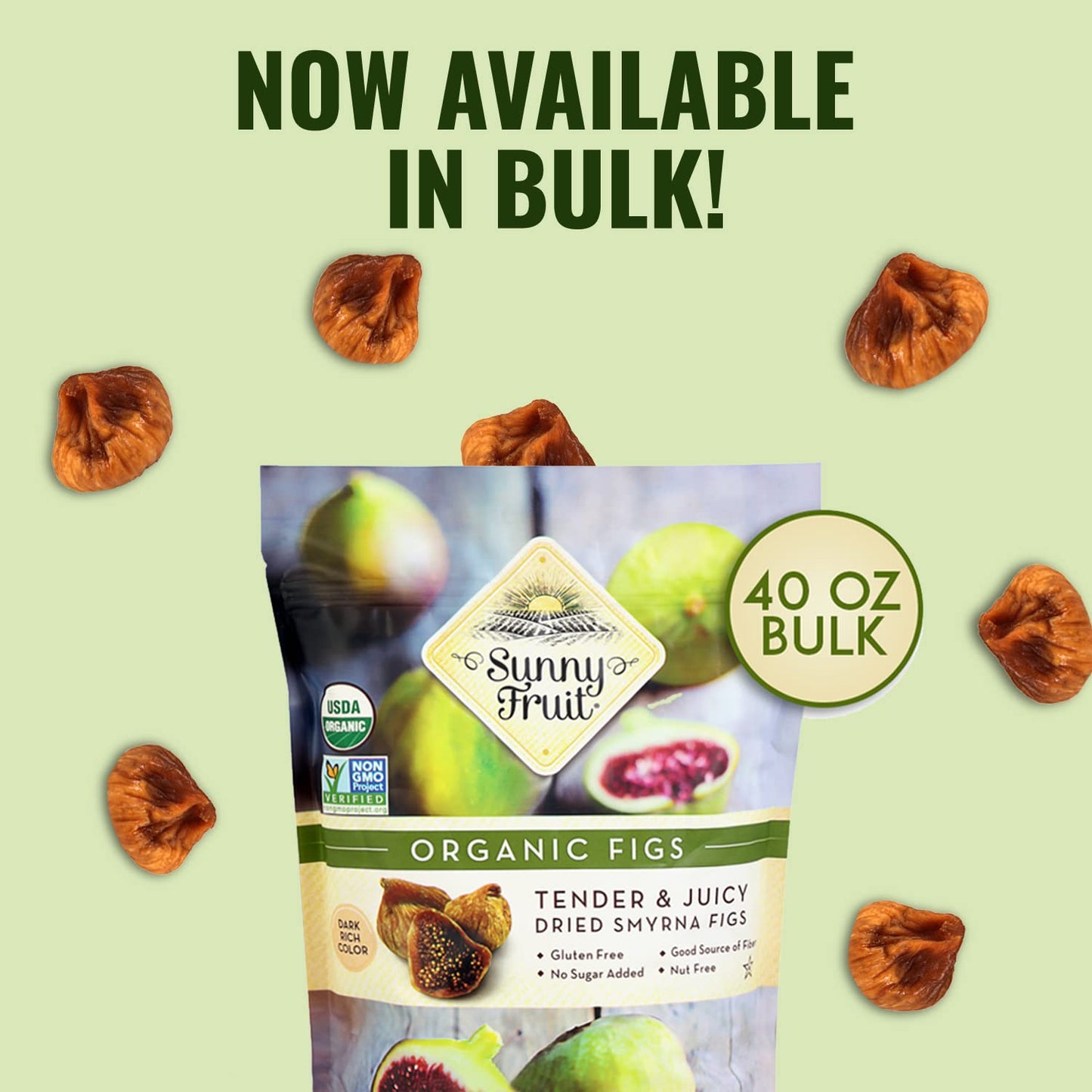 Sunny Fruit Soft Organic Turkish Dried Figs 2.5 Pound Bulk Bag