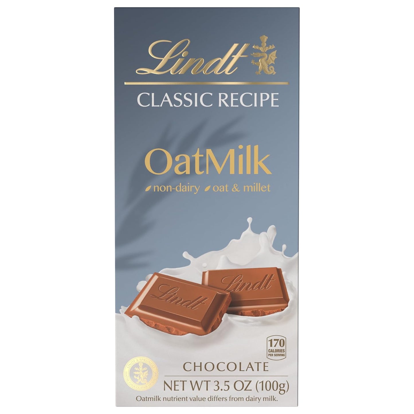 Lindt CLASSIC RECIPE OAT MILK Plain Chocolate Bar, 3.5 oz.