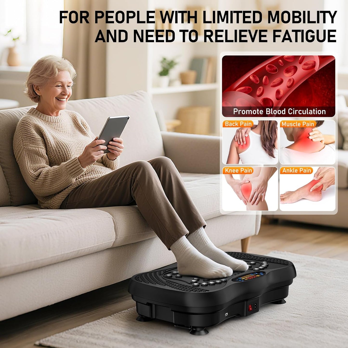 GLYLF Vibration Plate Exercise Machine, 130 Levels, 450 Lbs