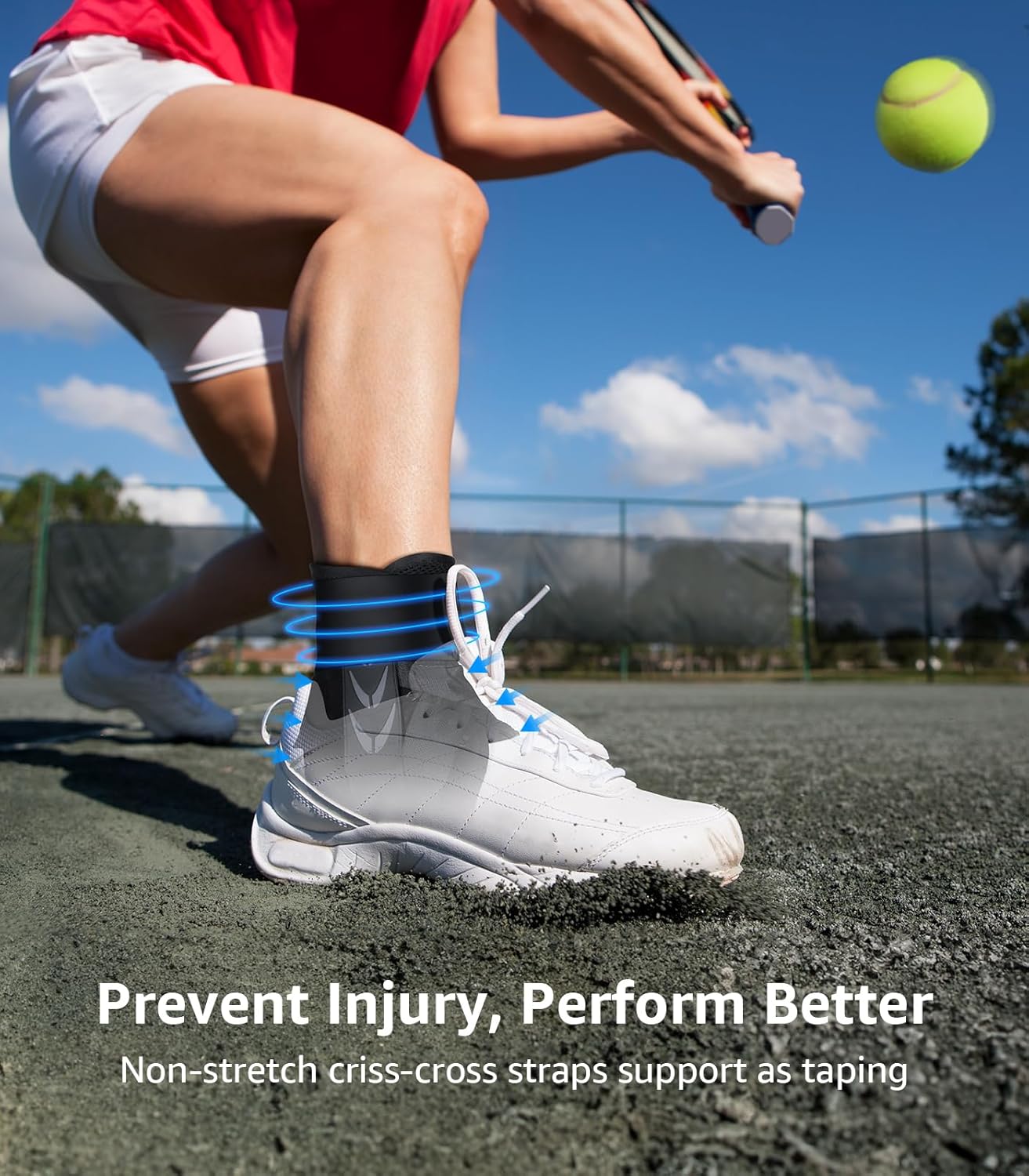Slim-Fit Ankle Brace for Sprained Ankle, Quick Lace Up Ankle Support for Women Men