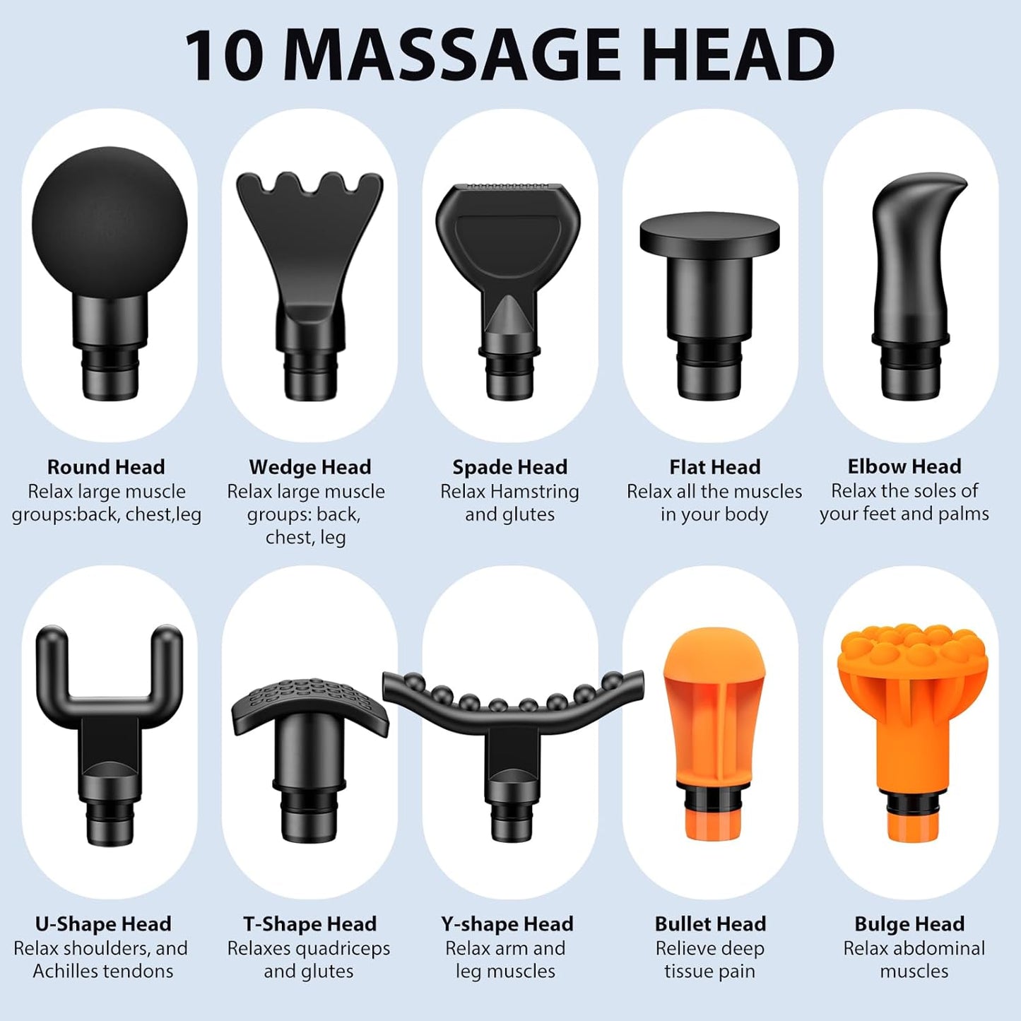 TOLOCO Deep Tissue Percussion Massage Gun with 10 Heads, Super Quiet Portable Electric Massager