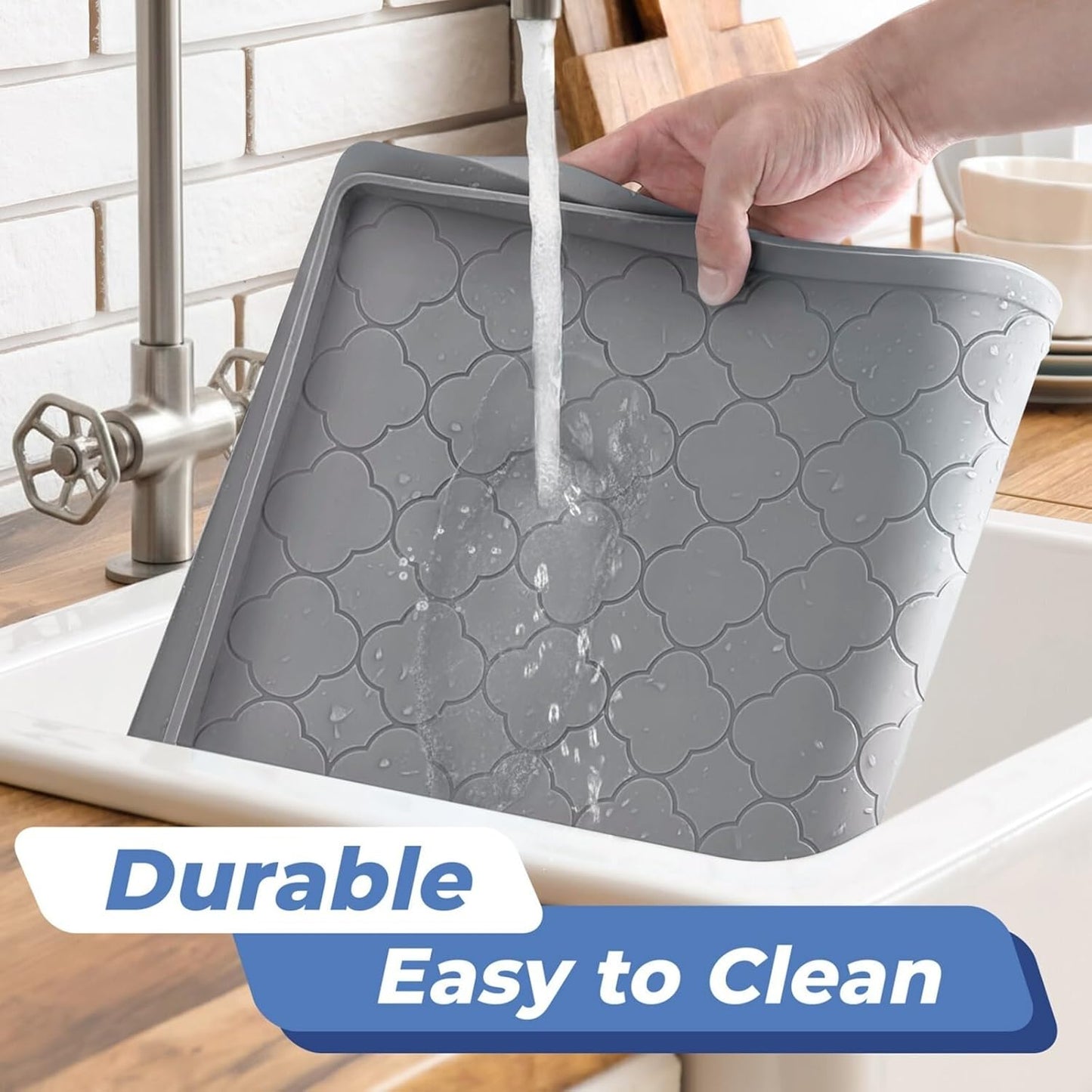 Jin&Bao Under Sink Mat 34" x 22" Waterproof Silicone Cabinet Kitchen Liner | Silicone under kitchen sink mat,cabinet protector,bathroom shelf liner,raised edge,anti-slip,easy to clean & dishwasher safe