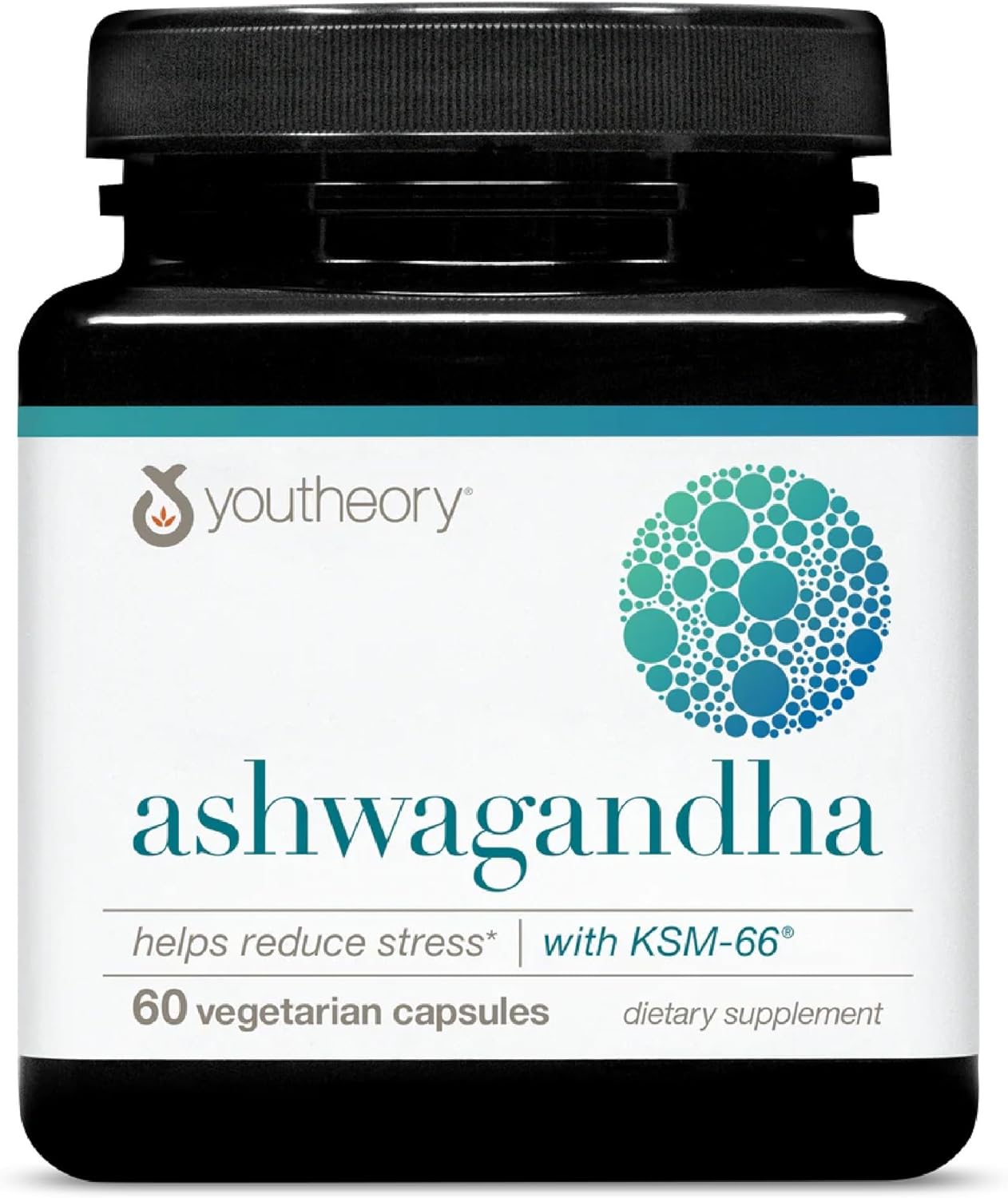 Youtheory Ashwagandha - with Organic KSM-66 Ashwagandha - Herbal Blend to Support Stress Relief & Energy Levels* - Helps Support Mood* - 60 Vegetarian Capsules (30-Day Supply)