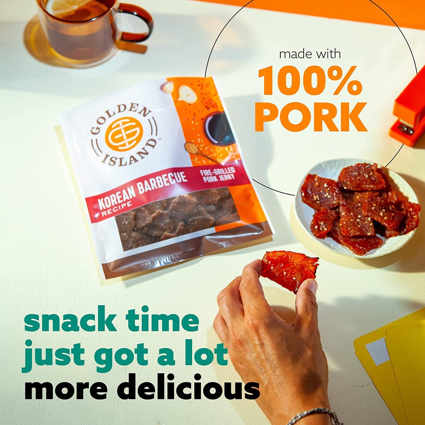 Golden Island Korean BBQ Variety Pack with 15 Pack of Pork Snack Bites and Jerky