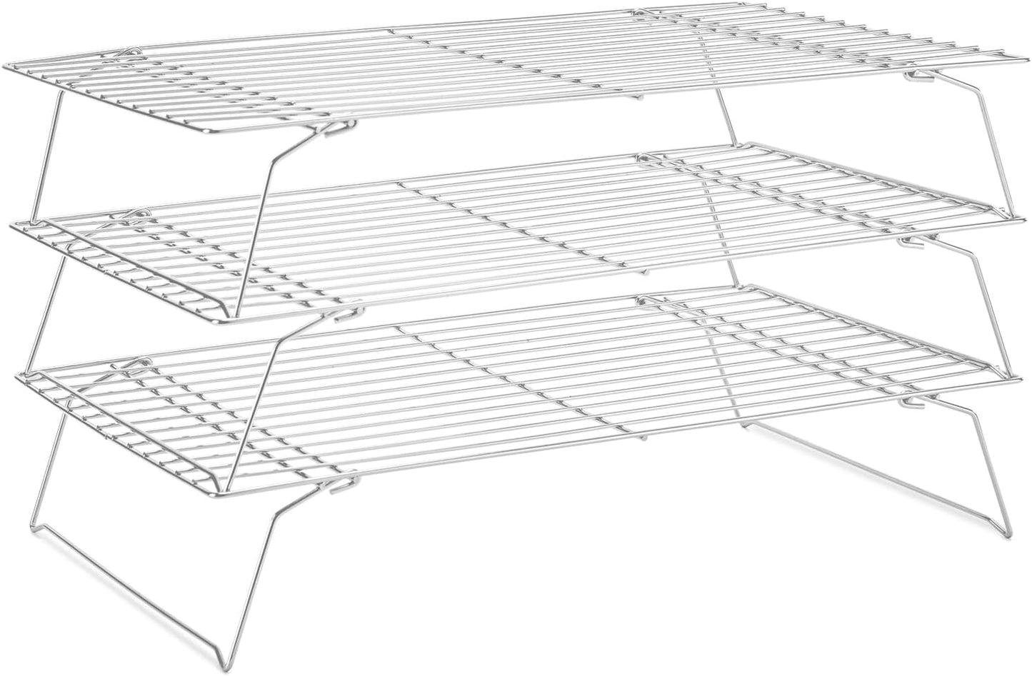 Cooling Rack for Baking 2-Pack, 16x10 Inches Baking Rack, Thick Wire Cookie Rack for Cooking, Roasting, Grilling, Drying, Oven Safe, Fits Half Sheet Pan, Silver