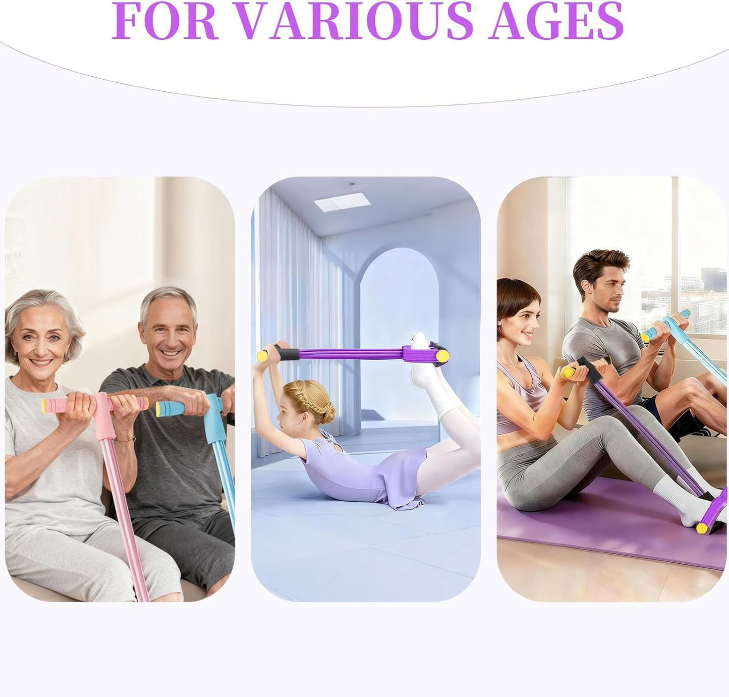 Pedal Resistance Bands with Handles, 6-Tube Tension Training for Full-Body Workout