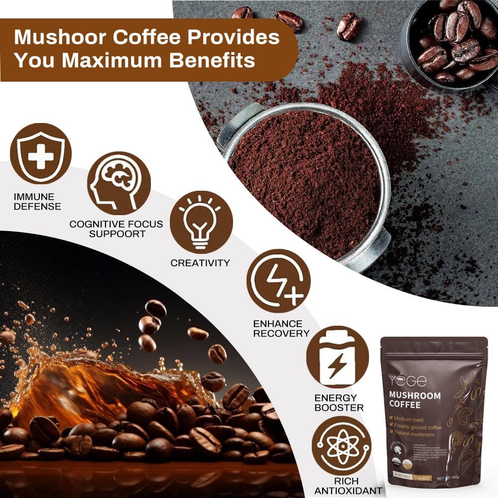 Mushroom Coffee with Cordyceps, Reishi, and Lions Mane for Energy and Immune Support