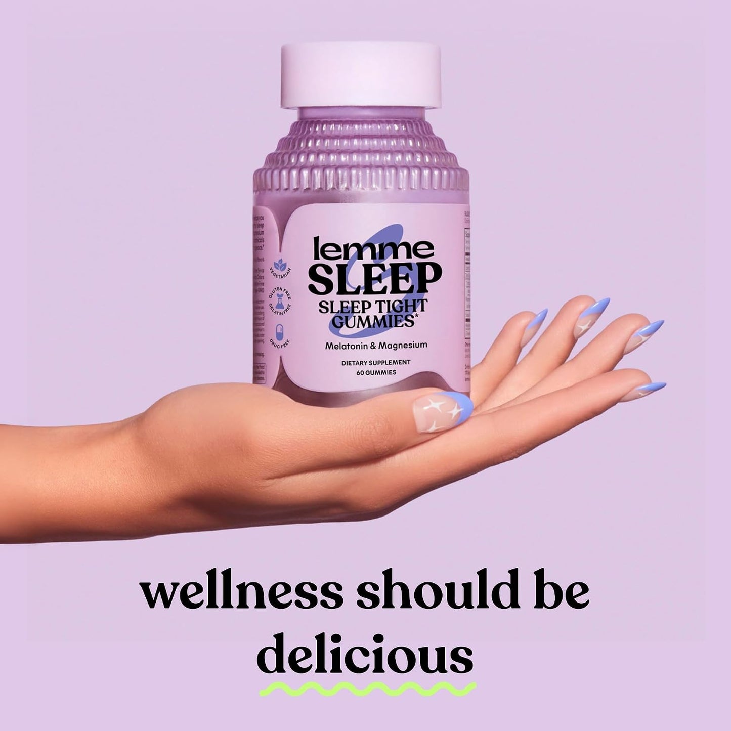 Lemme Sleep Gummies with 5mg Melatonin, Elderberry, Magnesium, L-Theanine, Chamomile and Lavender, Drug-Free Nighttime Sleep Aid, Gluten Free, Gelatin Free, Non GMO, Berry Flavored (60 Count)