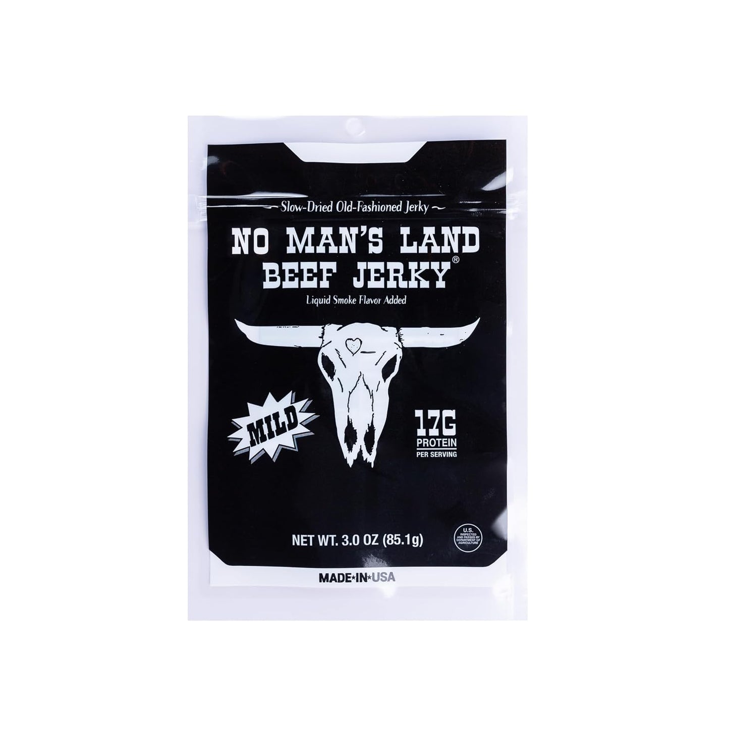 No Mans Land Slow-Dried Beef Jerky, Smoked & Seasoned Jerky Strips, High Protein, Low Carb Beef Snack, Gluten Free