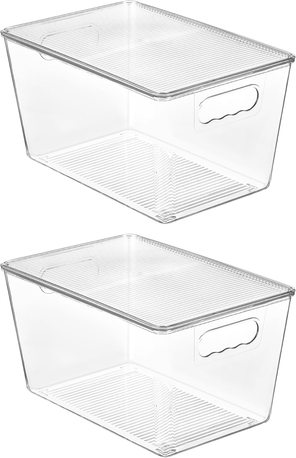 Vtopmart 6 Pack Clear Stackable Storage Bins with Lids, Large Plastic Containers with Handle for Pantry Organizer and Storage,Perfect for Bathroom,Cabinet,Kitchen,Fridge,Closet Organization