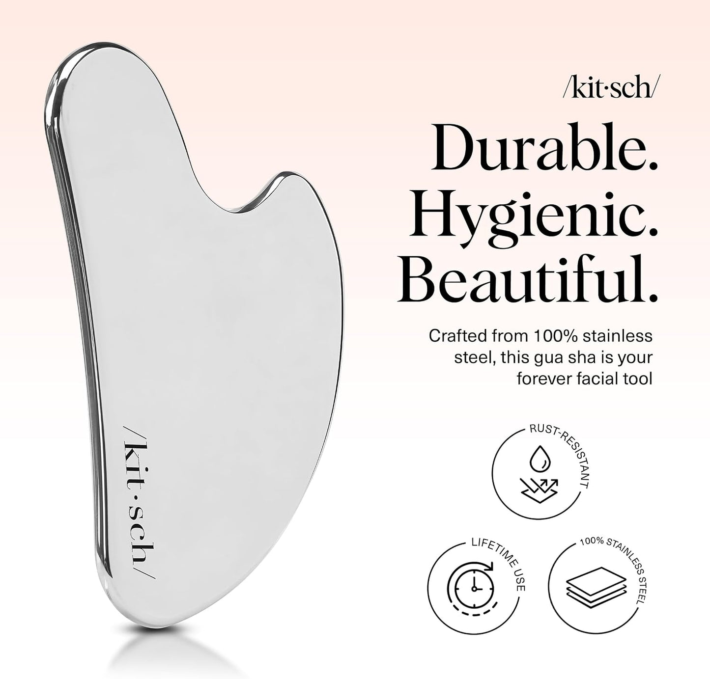 Kitsch Stainless Steel Gua Sha Facial Tool - Face Sculpting, Jawline Shaper, Lymphatic Drainage