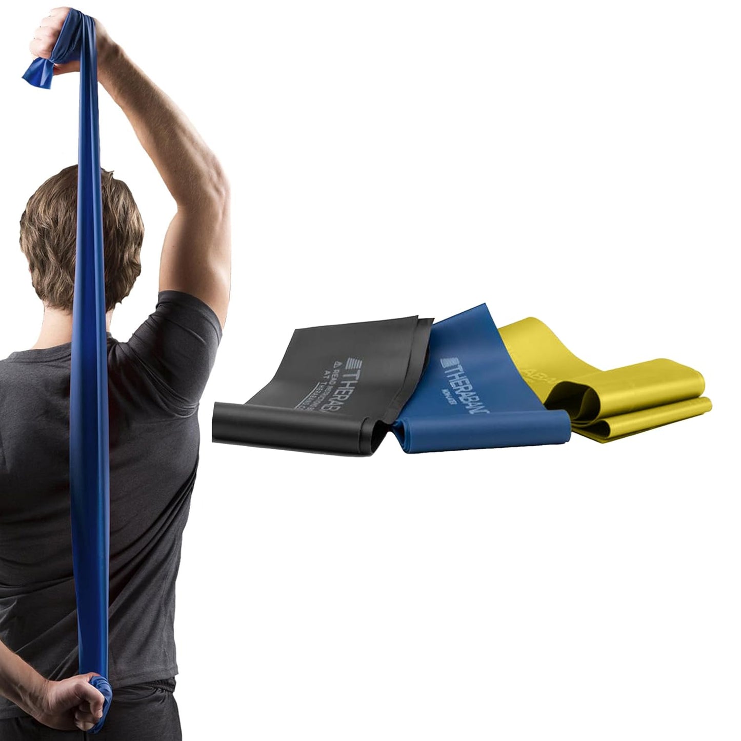 THERABAND Resistance Bands Set, Beginner Kit, Latex Elastic Bands for Exercise