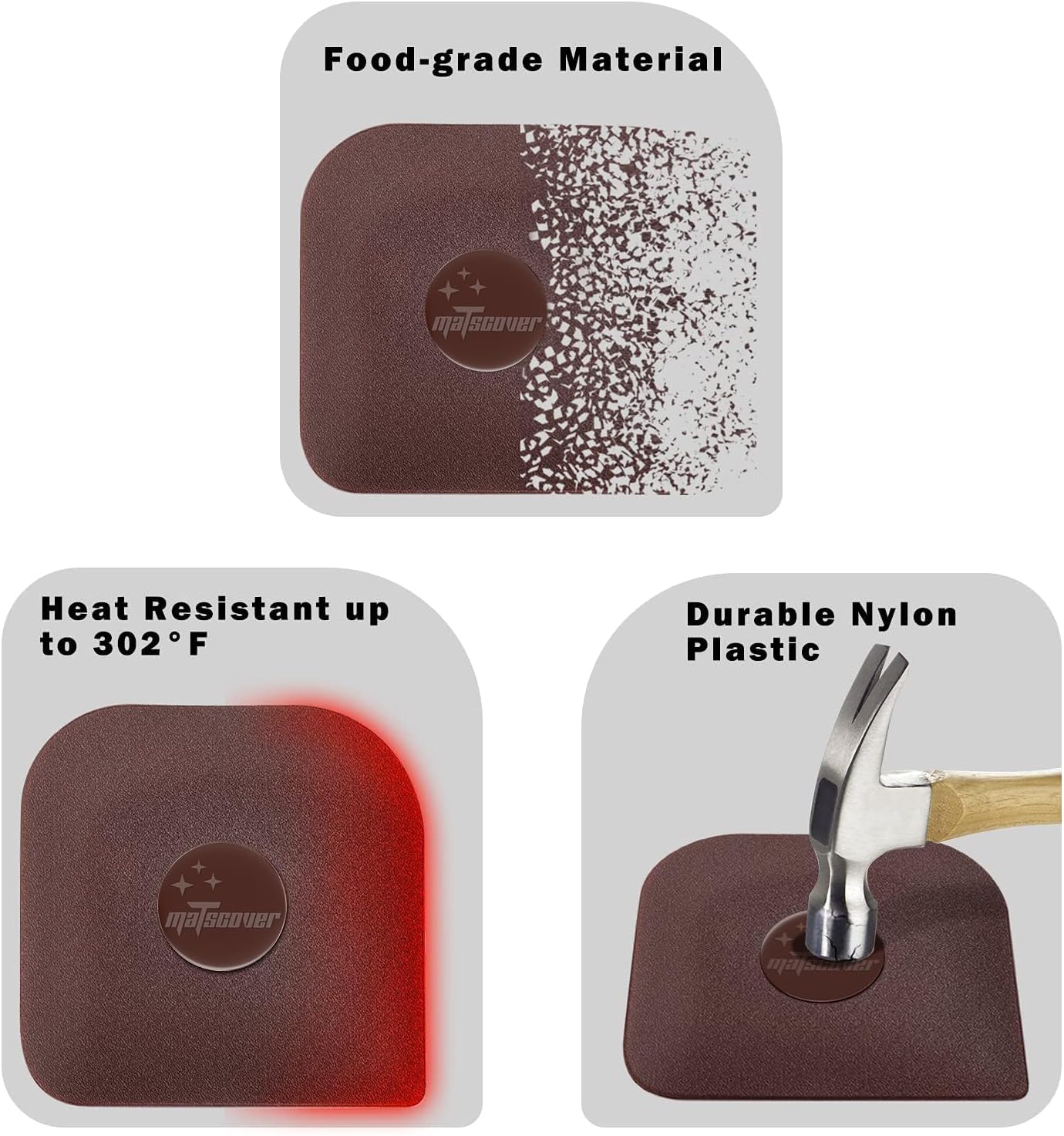 Pan Scraper, 5 Pcs Pot & Dish Scraper Plastic, Sturdy Scraper Kitchen Tool | Pot Scraper Non Scratch for Cast Iron, Pot and Pan Cleaning, Food Scraper for Dishes, Home & Apartment Essentials