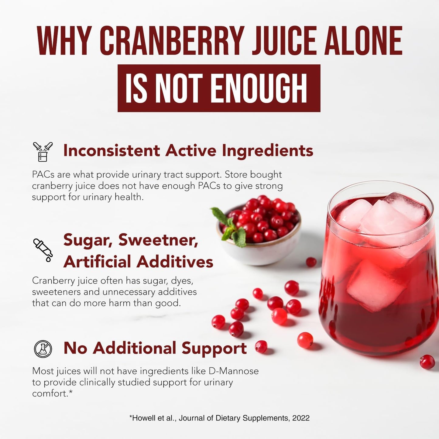 CranEaze®: Cranberry Juice Extract Plus D-Mannose – 36 mg PAC, 100% Soluble PAC - Supports Urinary Tract Health – Most Effective Cranberry Pills for Women, UTI Cranberry Supplement - 60 Capsules