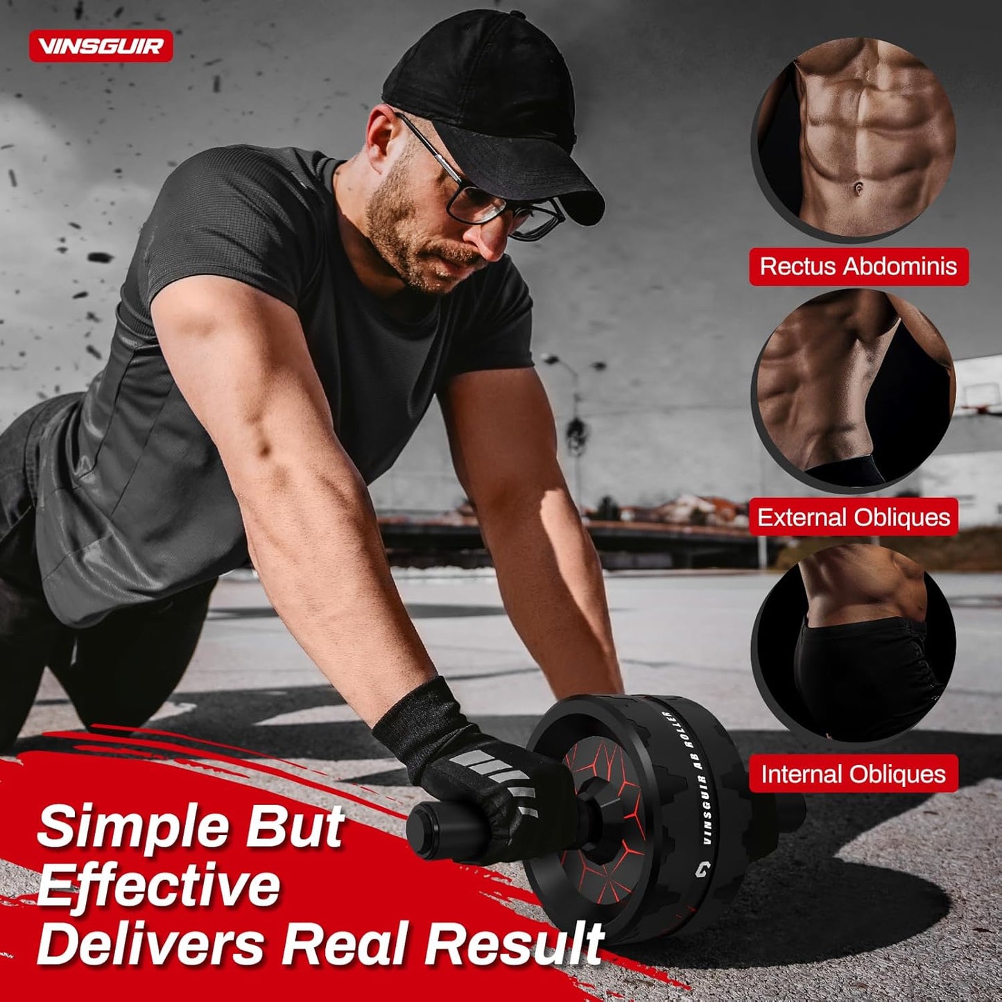 VINSGUIR Ab Roller Wheel with Knee Pad for Full-Body Strength Training