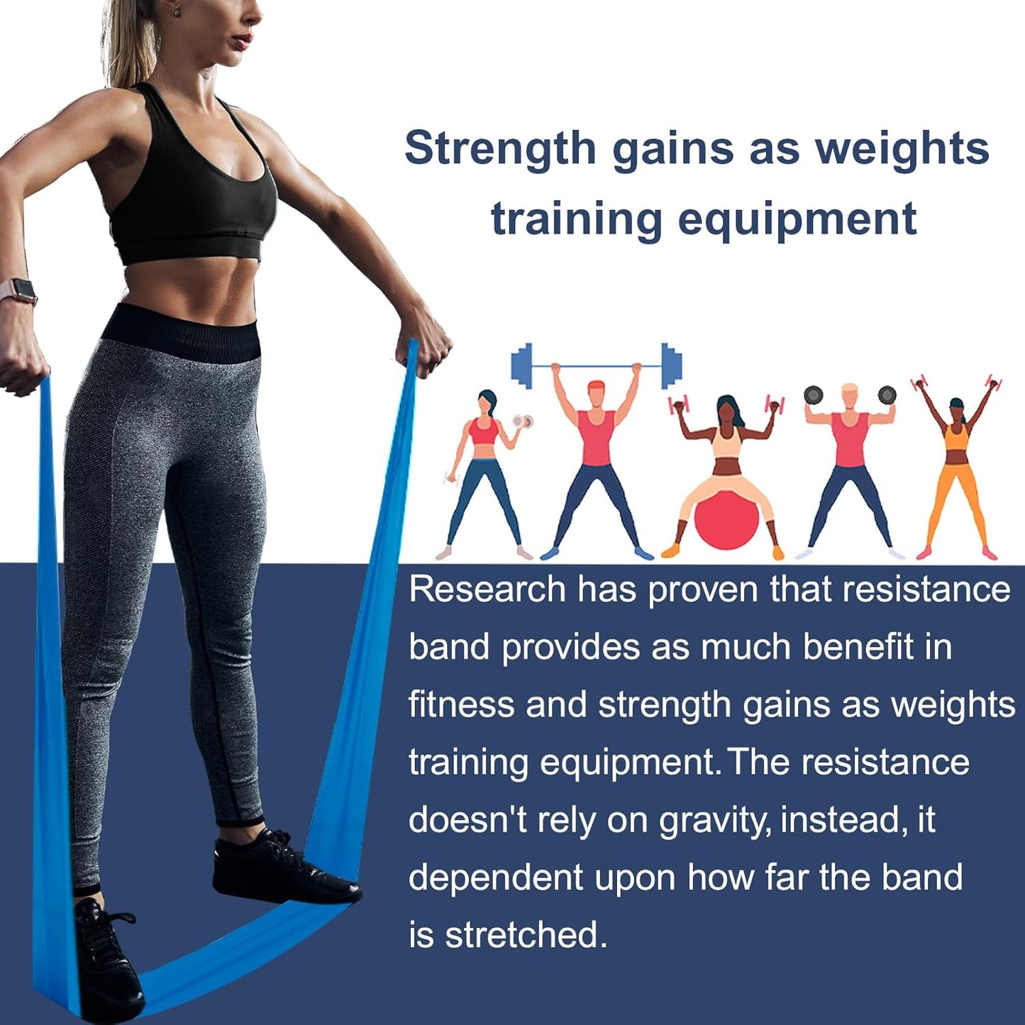 A AZURELIFE Resistance Bands - Latex-Free Exercise Bands for Strength Training, Yoga, Rehab