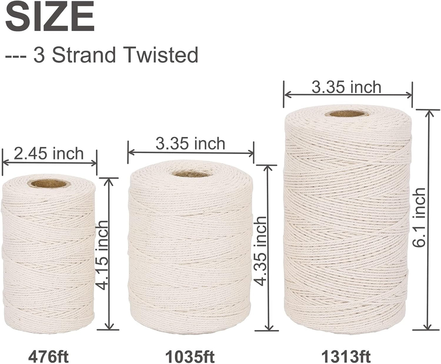 XKDOUS 476ft Butchers Cooking Twine, 100% Cotton Kitchen Twine String, 2mm Cotton for Roasting, Trussing Poultry, Baking & Crafting