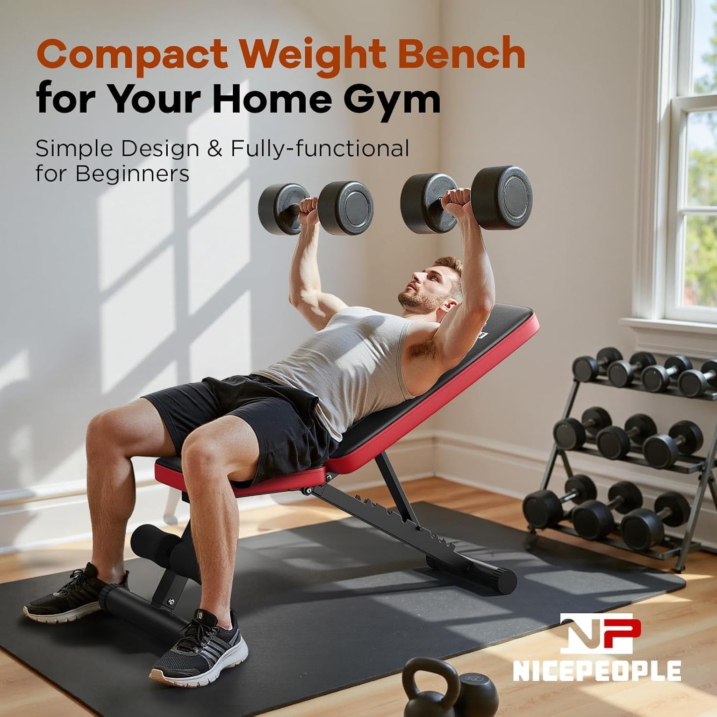 NICEPEOPLE Adjustable Weight Bench for Home Gym, 660LBS Capacity