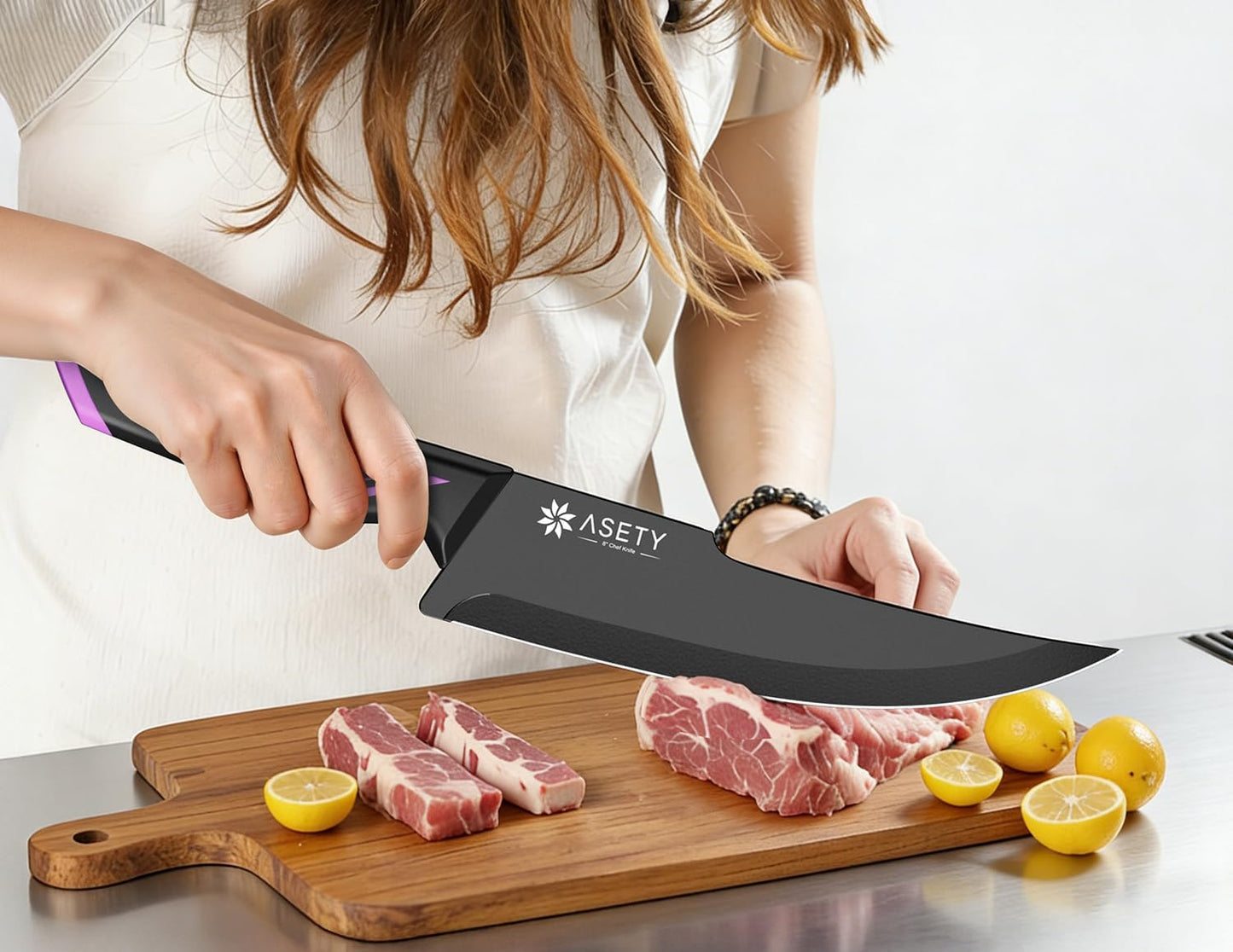 ASETY Knife Set, 15 PCS Kitchen Knife Set with Built-in Sharpener Block | Razor Sharp, Dishwasher Safe knives, Stainless Steel Knife Block Set, Ergonomic Non-Slip Handle, Elegant Box for Men Women