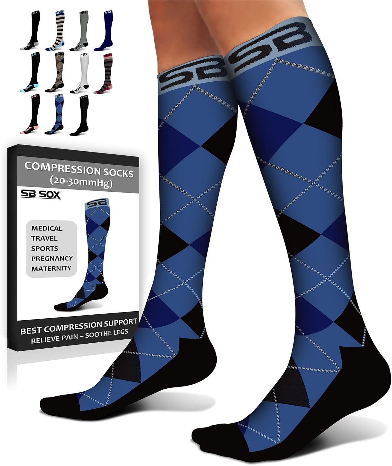 SB SOX Compression Socks for Men & Women 20-30mmHg