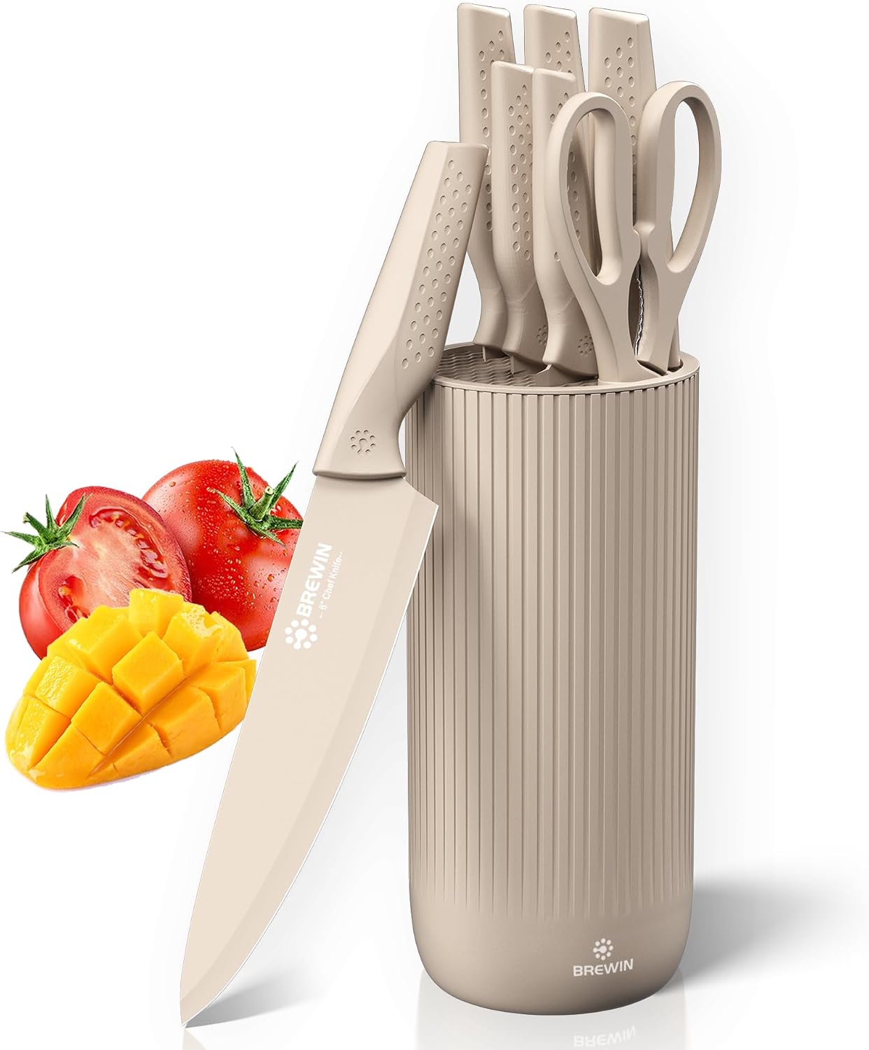 Brewin Knife Set, Kitchen Knife Set, Knives Set for Kitchen, Universal Knife Block, Utility Knife Block Set, New Home Essentials, Apartment Essentials, Dishwasher Safe
