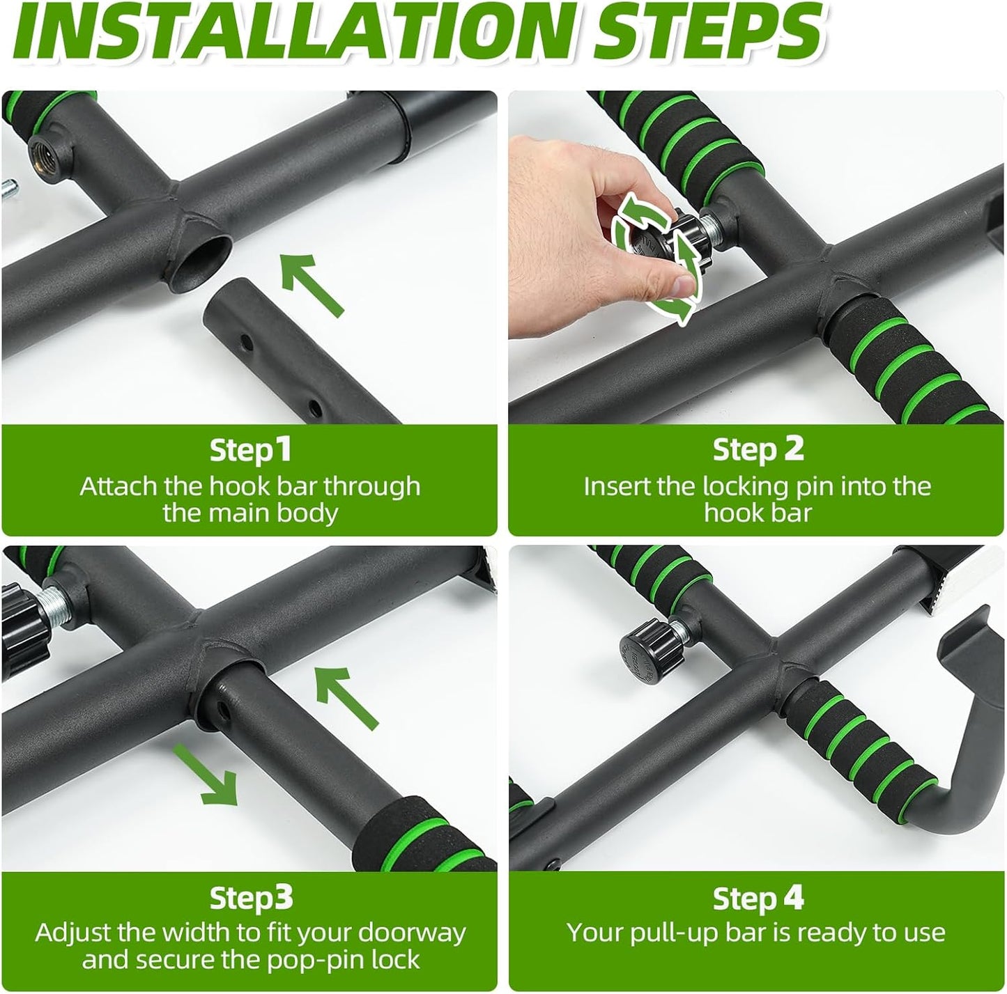 VBSD Upgrade Doorway Pull Up Bar, Ergonomic Grips, 440 Lbs Capacity