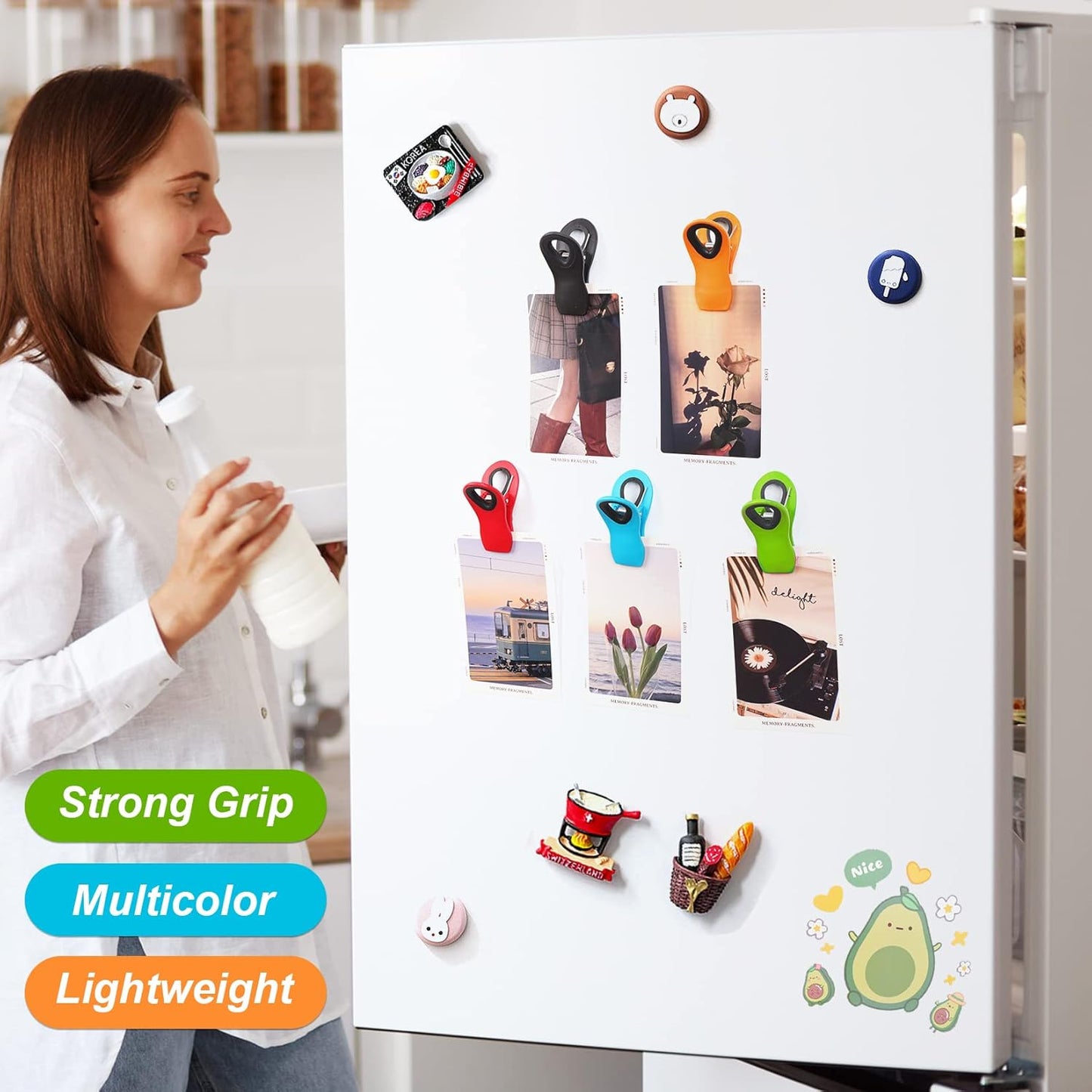 JETMORE 12 Pack Chip Clips Bag Clips, Magnetic Bag Clip for Food Storage | Heavy duty, plastic food clip for chips, snack, kitchen, refrigerator, garden, sewing, fabric, clothes pins