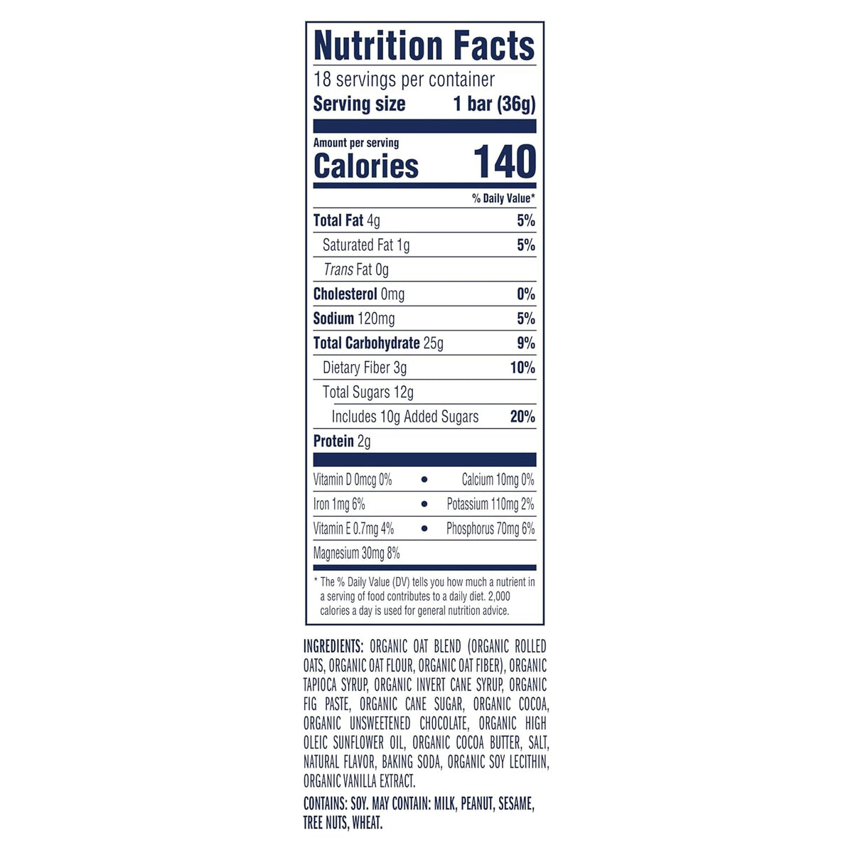 Zbar chocolate brownie soft-baked energy snack bars, non-GMO, 11g whole grains, USDA organic granola bars, 18 pack