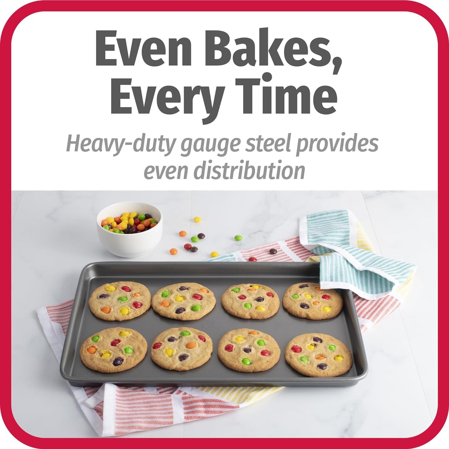 GoodCook Everyday Nonstick Baking Sheet Set, 3 Pack Includes Small (13×9) Medium (15×1) and Large (17×11) Pans Carbon Steel Construction Cookie Sheets Bakeware Set, Gray