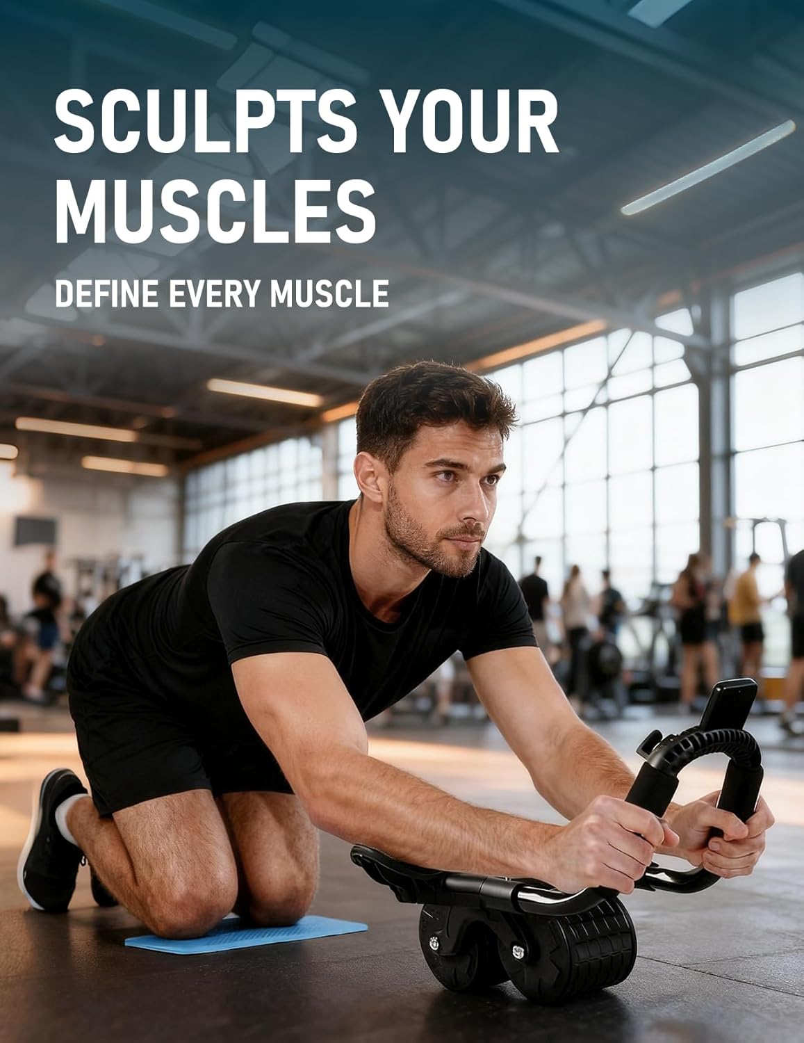 2026 Upgraded Automatic Rebound Ab Roller with Elbow Support for Core Strength Training