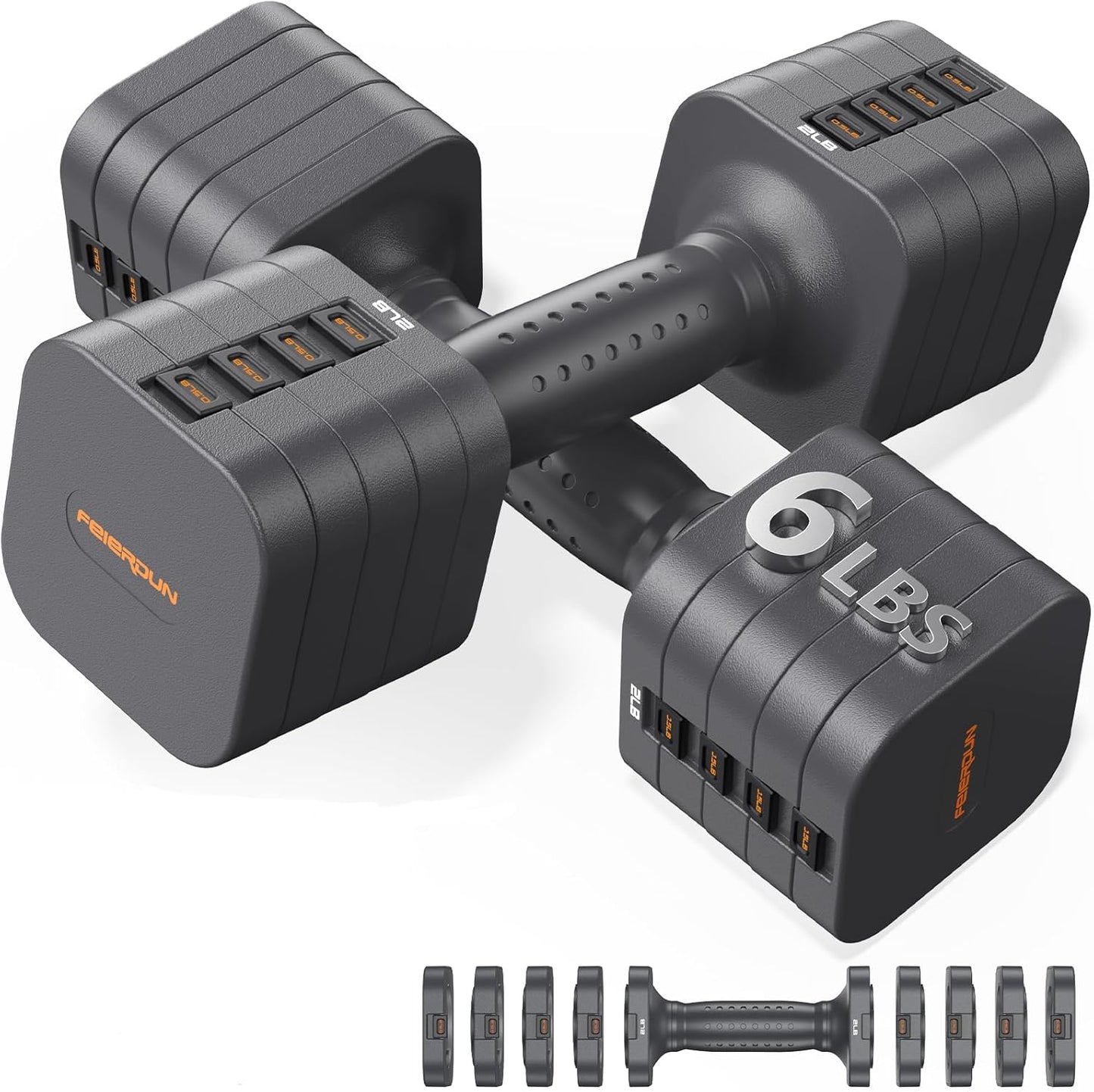 FEIERDUN DB3 5-in-1 Adjustable Dumbbell Set of 2 for Women and Men