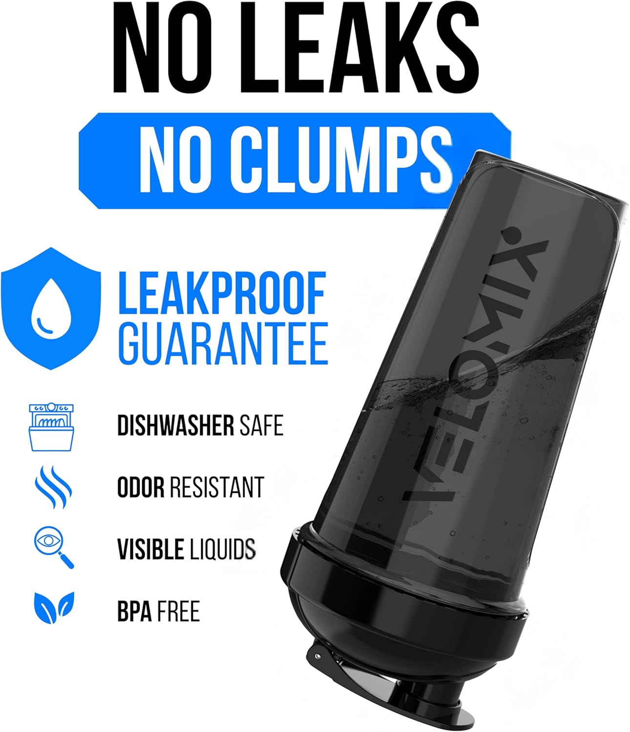 VELOMIX 28oz Protein Shaker Bottles - 4 Pack, Leak Proof