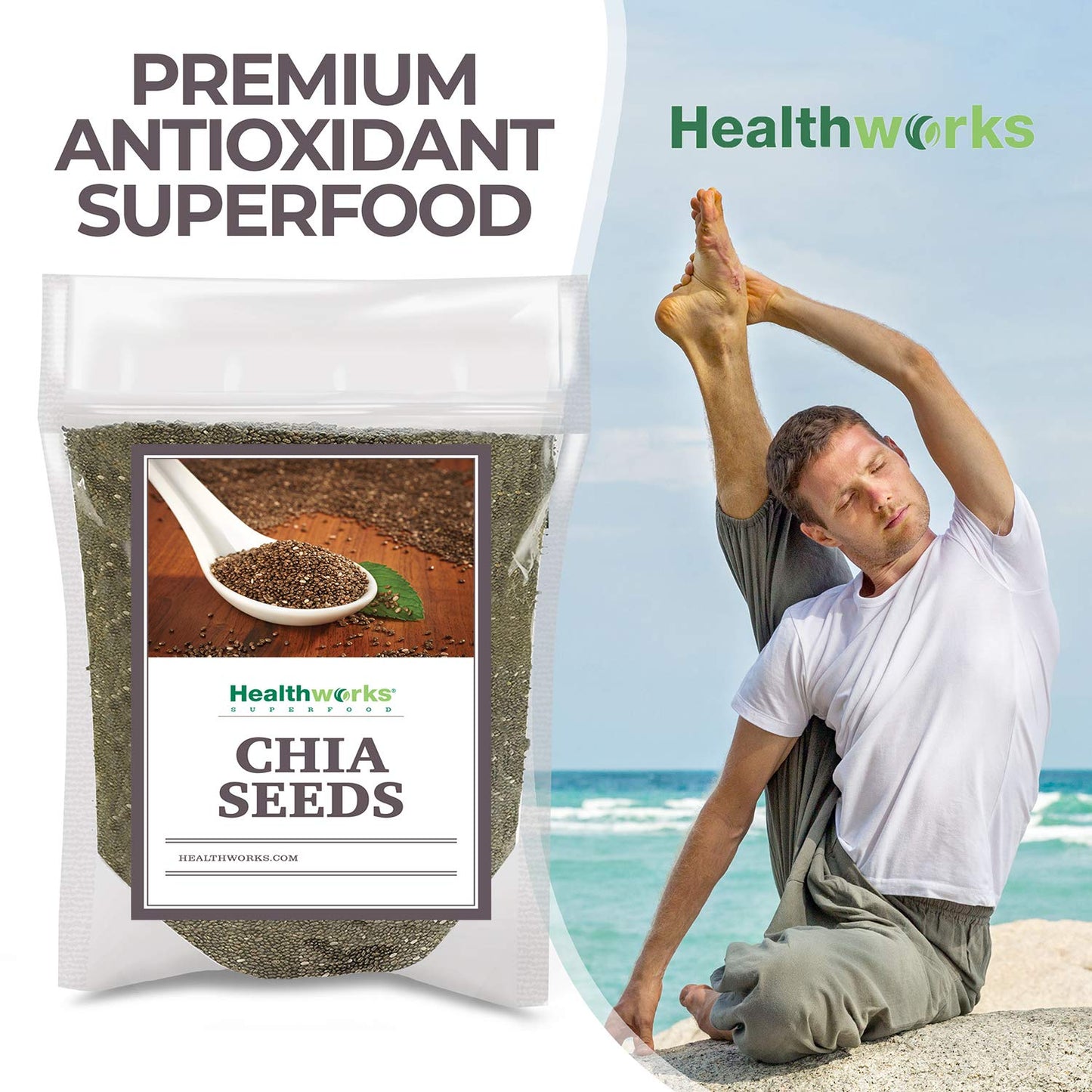 Healthworks Superfoods Raw Chia Seeds - 96 Oz / 6 Lbs - Premium & All-Natural - Contains Omega 3, Fiber & Protein - Great with Shakes, Smoothies & Oatmeal