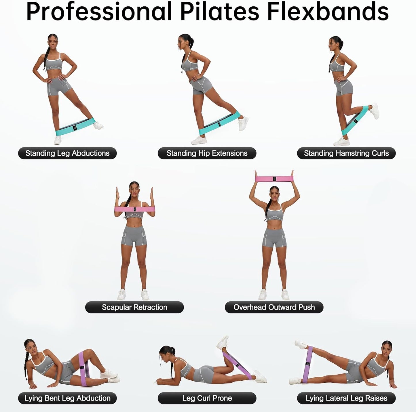 Renoj 3-Set Resistance Bands for Pilates, Yoga, Home Gym