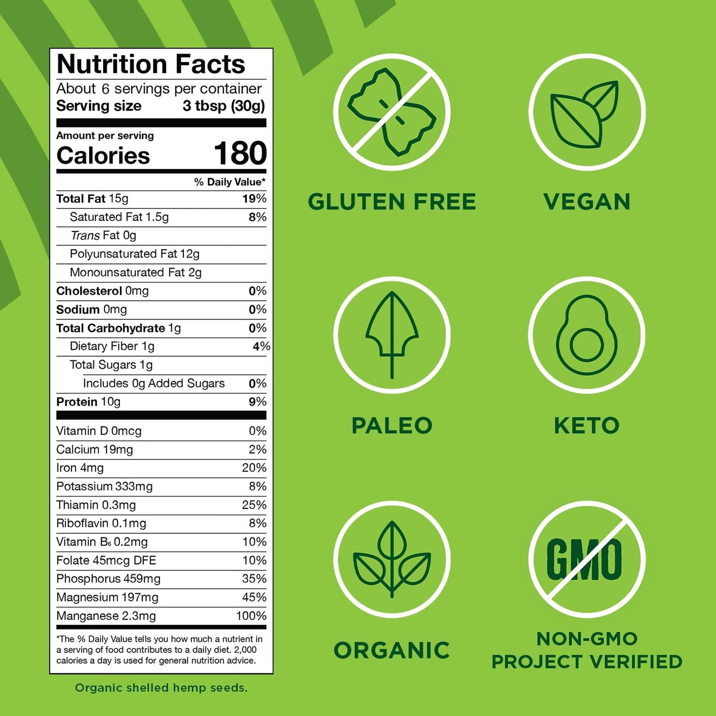 Manitoba Harvest Organic Hemp Hearts, Shelled Hemp Seeds - 7oz - 10g Plant Protein & 12g Omega 3 & 6 per 30g serving - Easy-to-Digest seeds with 9 Essential Amino Acids - Gluten Free, Vegan, Non-GMO