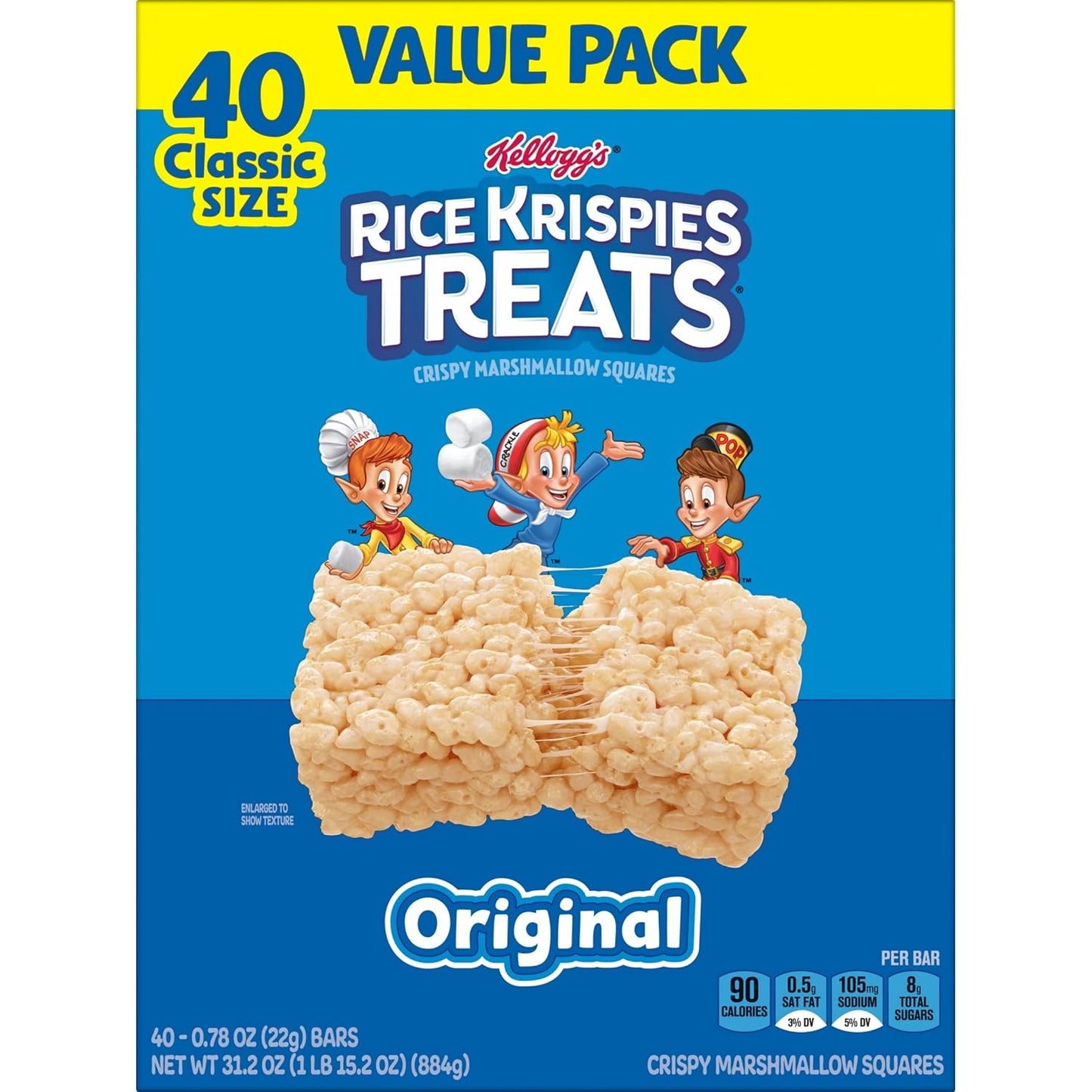 Rice Krispies Original Marshmallow Cereal Bars, 40 Bars, 31.2oz Box