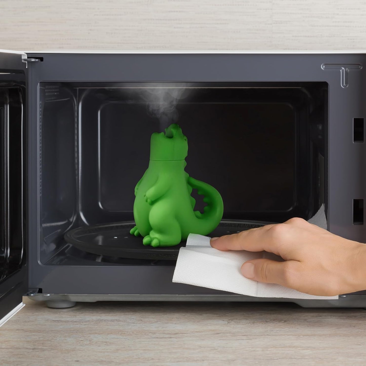 Genuine Fred DRAGON'S BREATH Microwave Steam Cleaner, BPA-Free Silicone Dragon Design, Easy to Use, Reduces Cleaning Time, Dishwasher Safe, Fun and Effective Kitchen Gadget