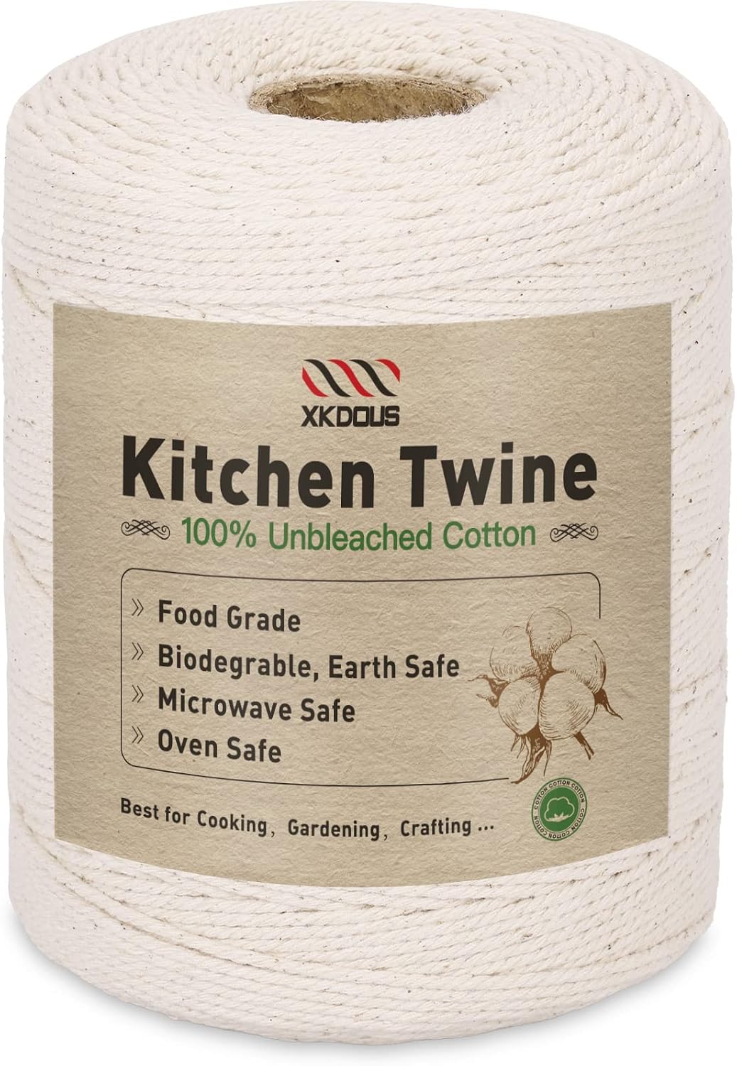 XKDOUS 476ft Butchers Cooking Twine, 100% Cotton Kitchen Twine String, 2mm Cotton for Roasting, Trussing Poultry, Baking & Crafting